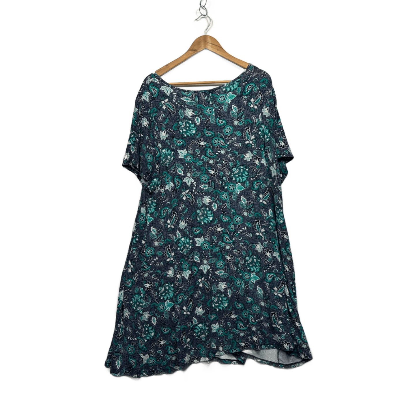 Evans Short Sleeve Green Short Sleeve Paisley Front Jersey Dress Size 22/24