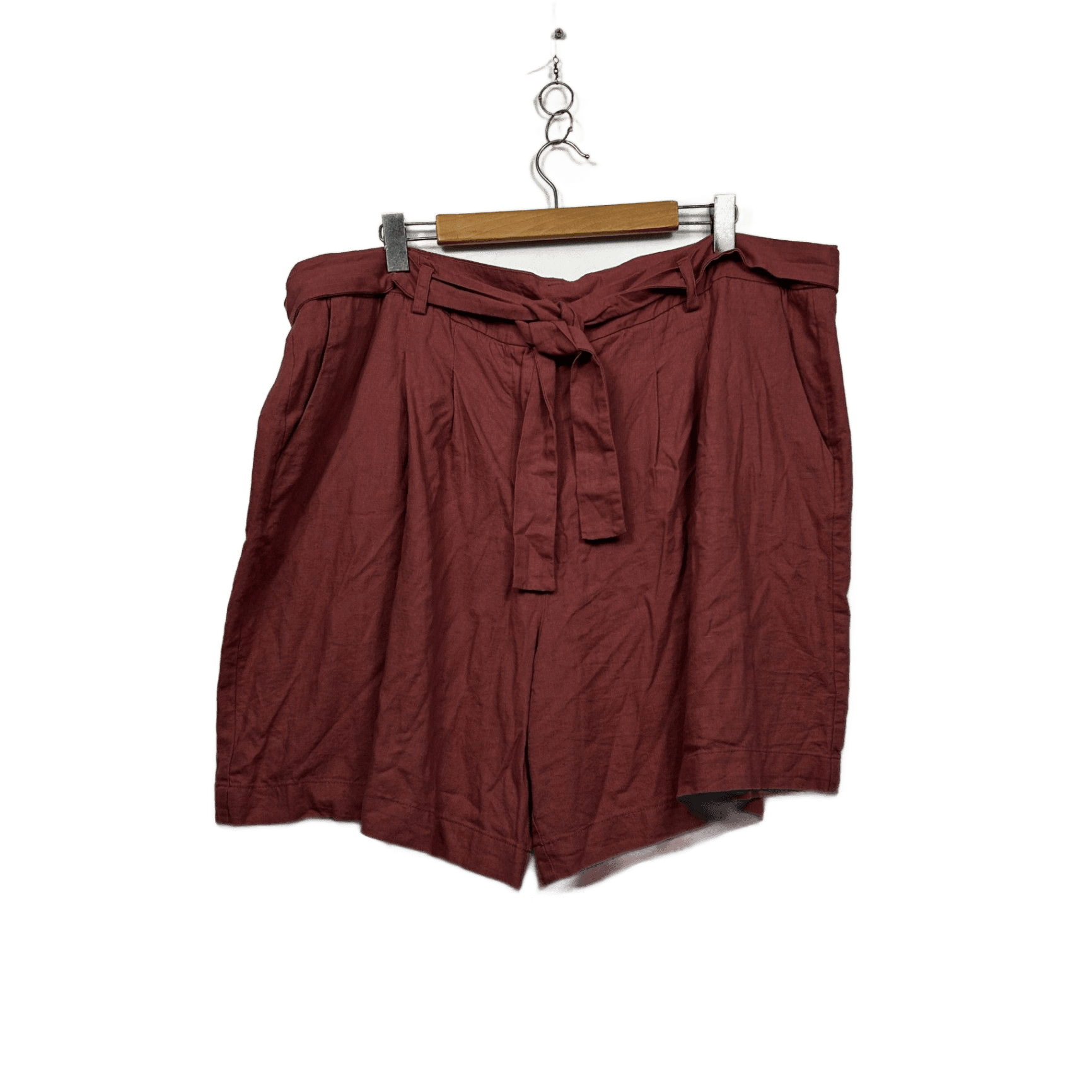 Sara Belted Linen Blend Shorts Size 22