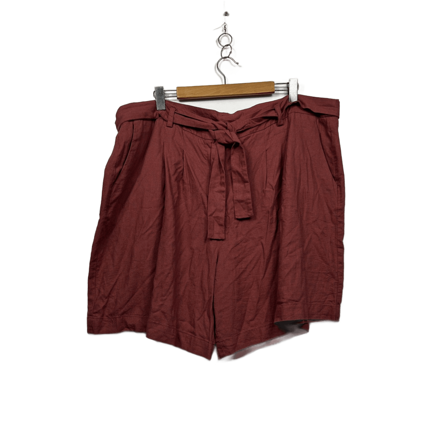 Sara Belted Linen Blend Shorts Size 22