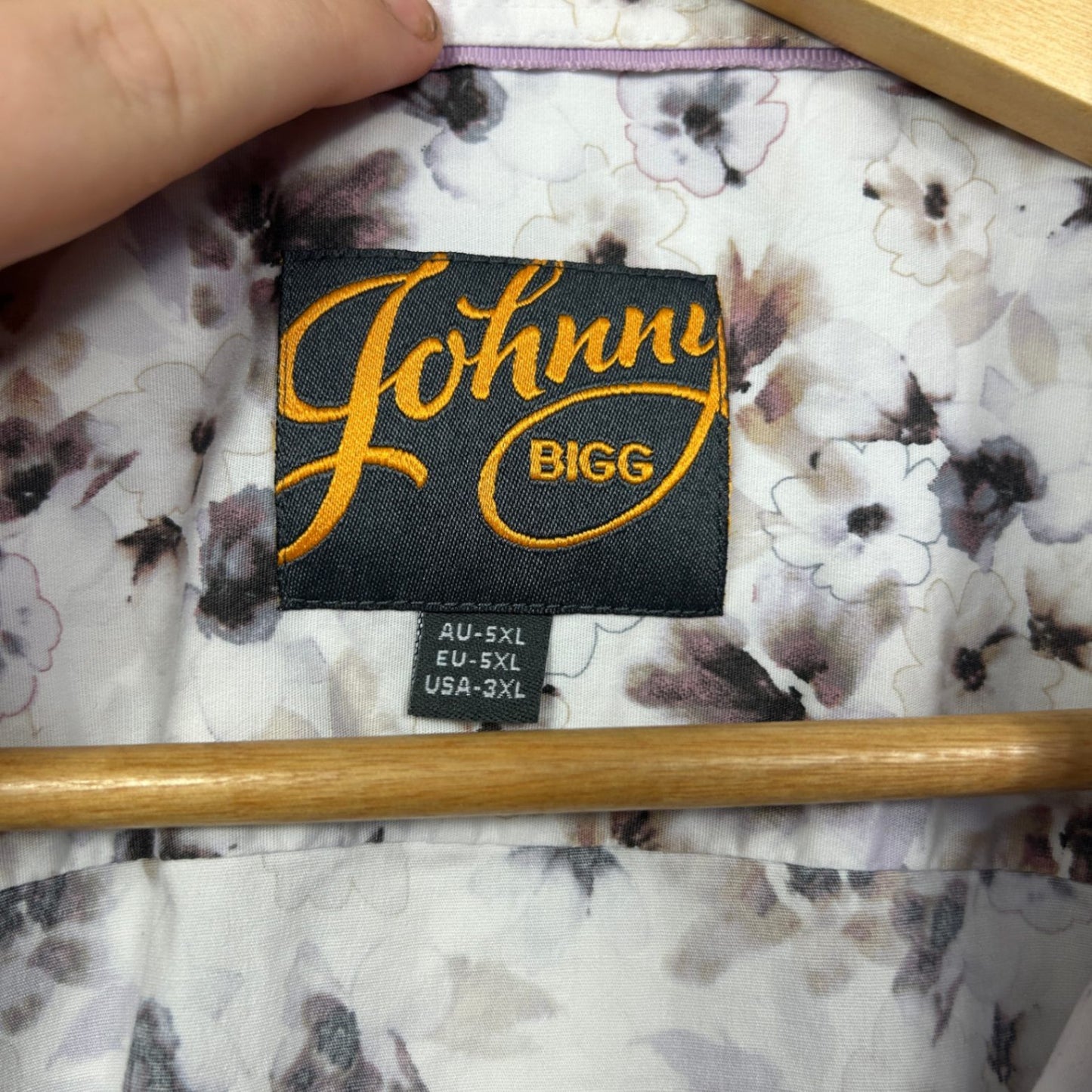 Johnny Bigg Button Up Shirt White Floral Print Long Sleeve Men's 5XL