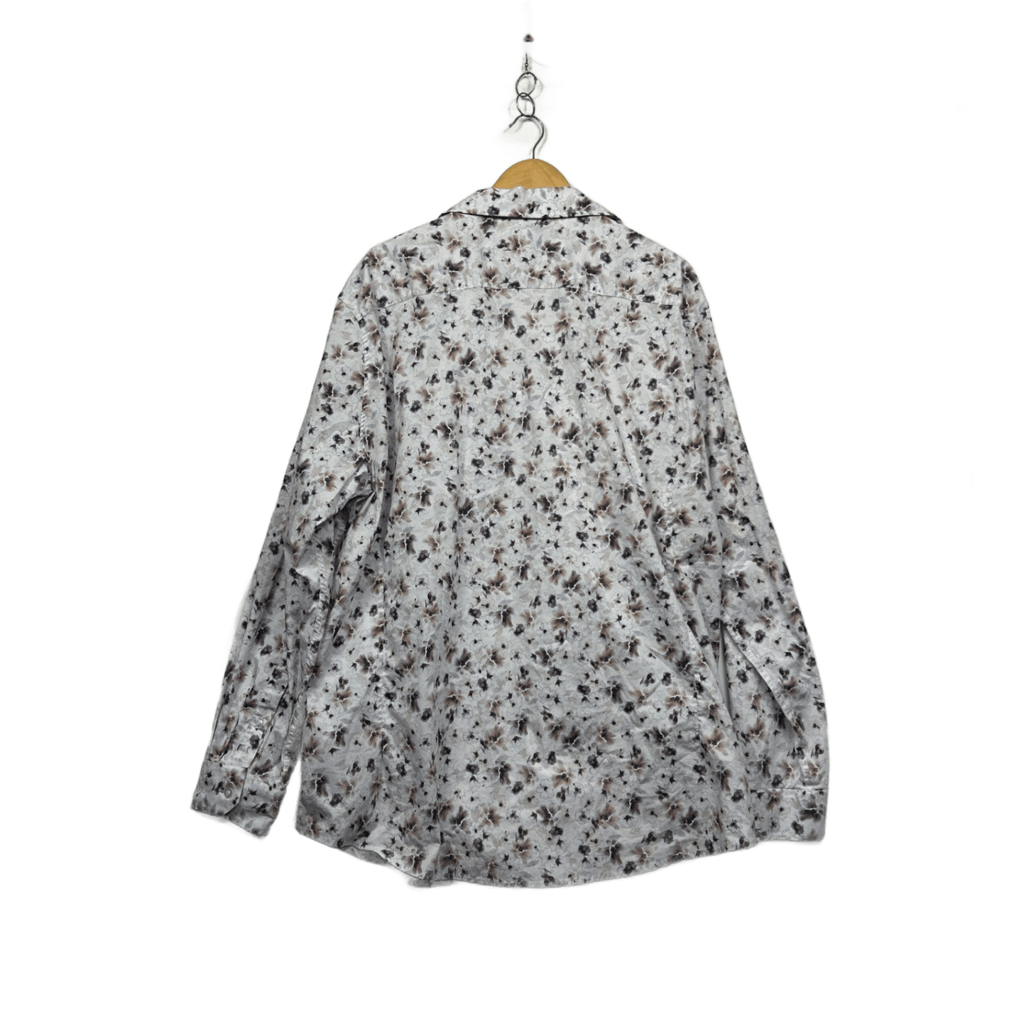 Johnny Bigg Button Up Shirt White Floral Print Long Sleeve Men's 5XL