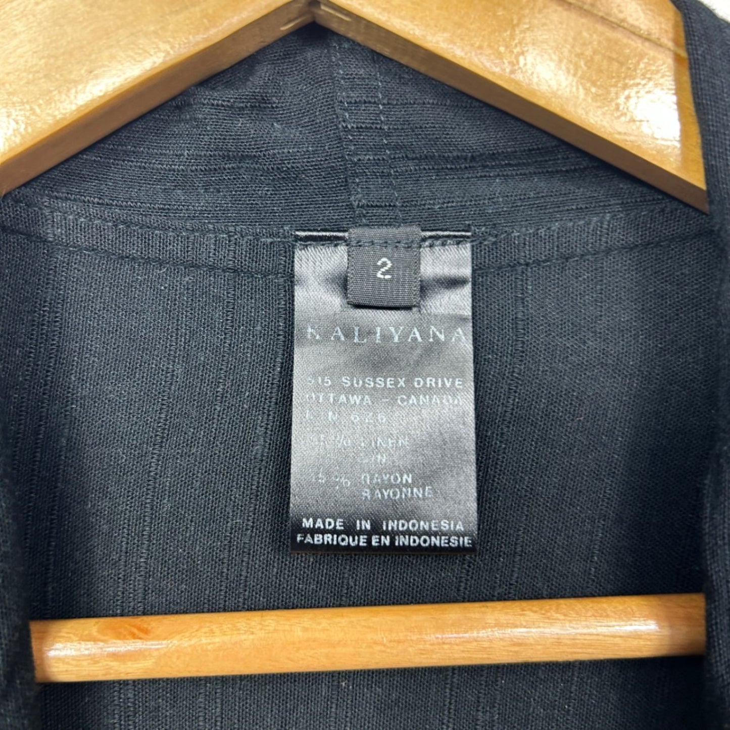 Kaliyana Black Linen Long Sleeve Open Front Waterfall Jacket Kimono 12 - 18