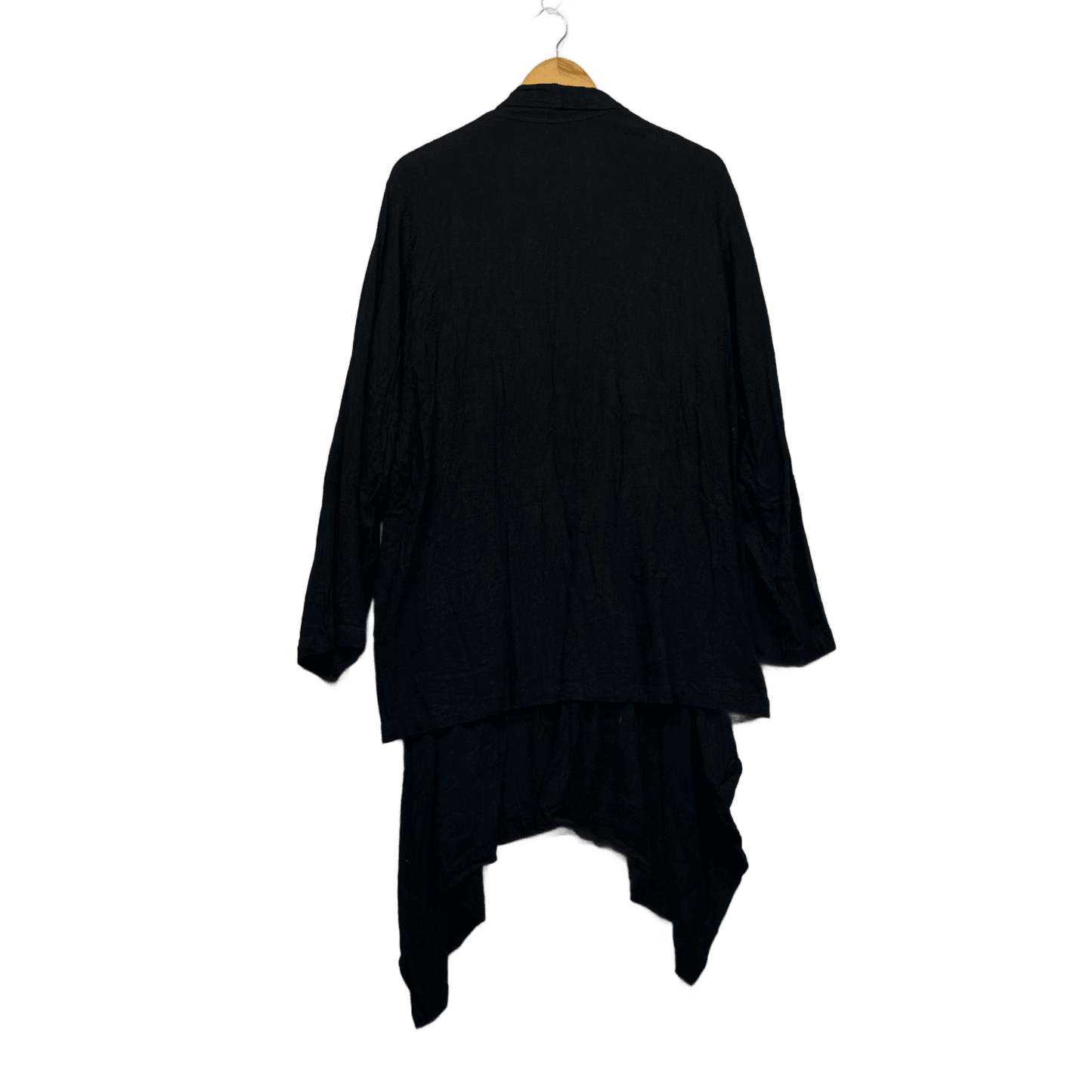 Kaliyana Black Linen Long Sleeve Open Front Waterfall Jacket Kimono 12 - 18