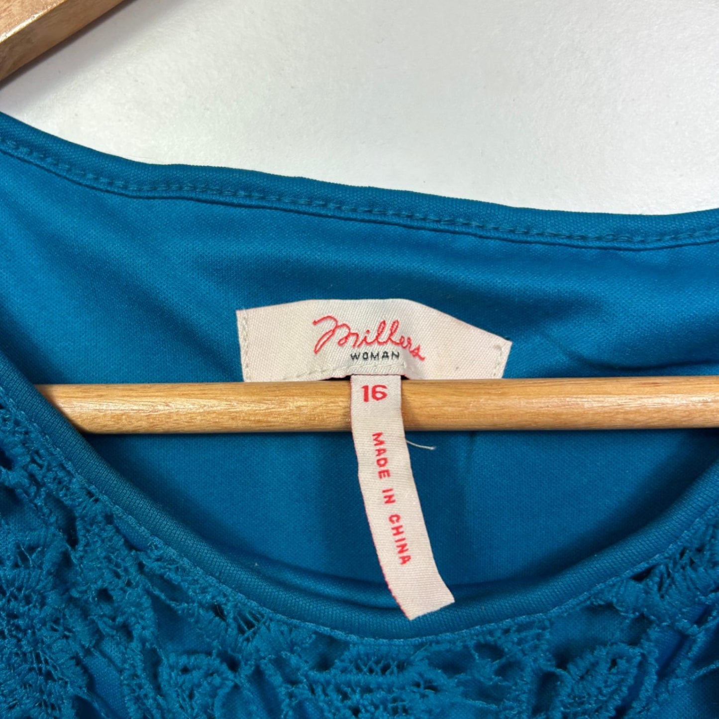 Millers Teal Blue Sleeveless Lace Overlay Sheath Dress Size 16