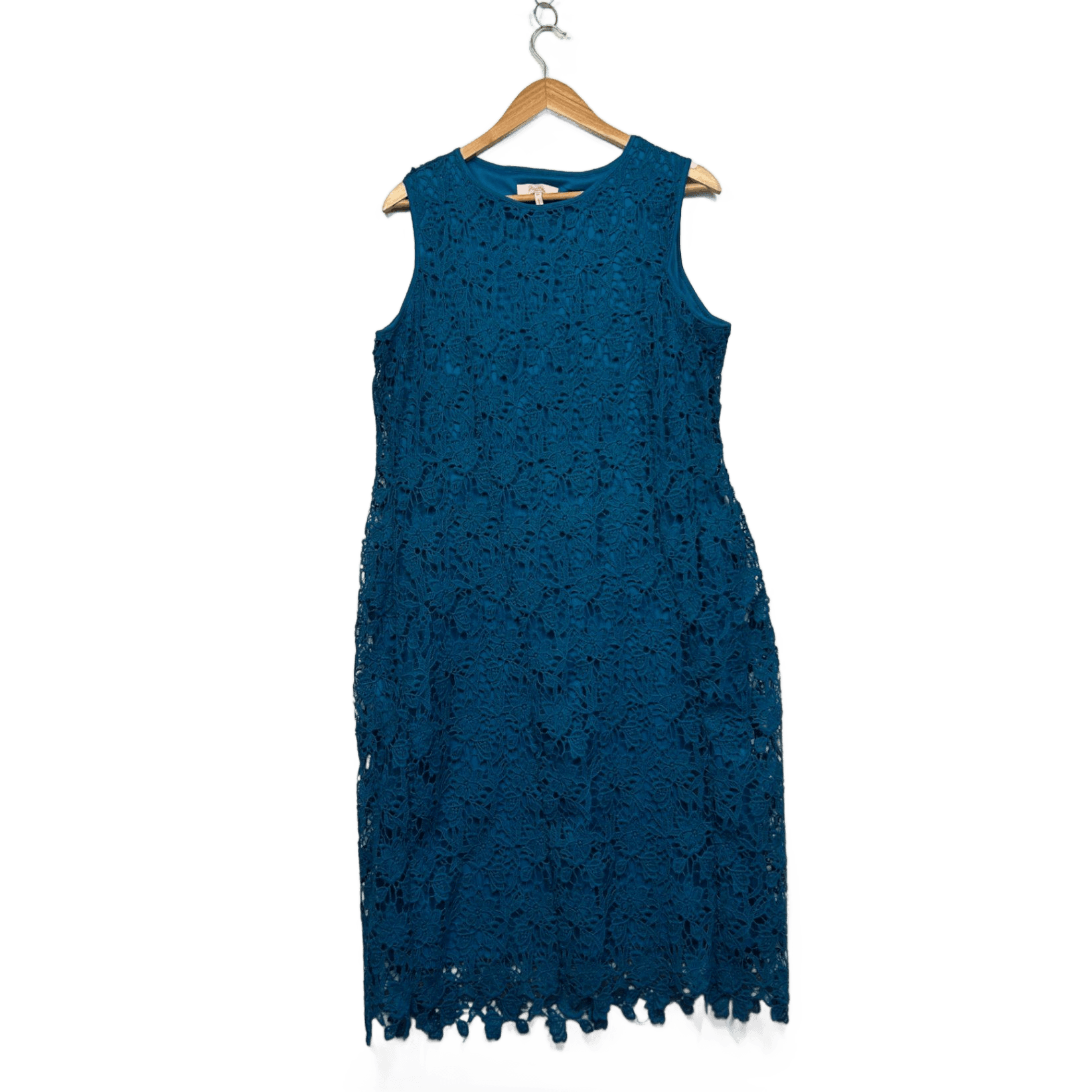 Millers Teal Blue Sleeveless Lace Overlay Sheath Dress Size 16