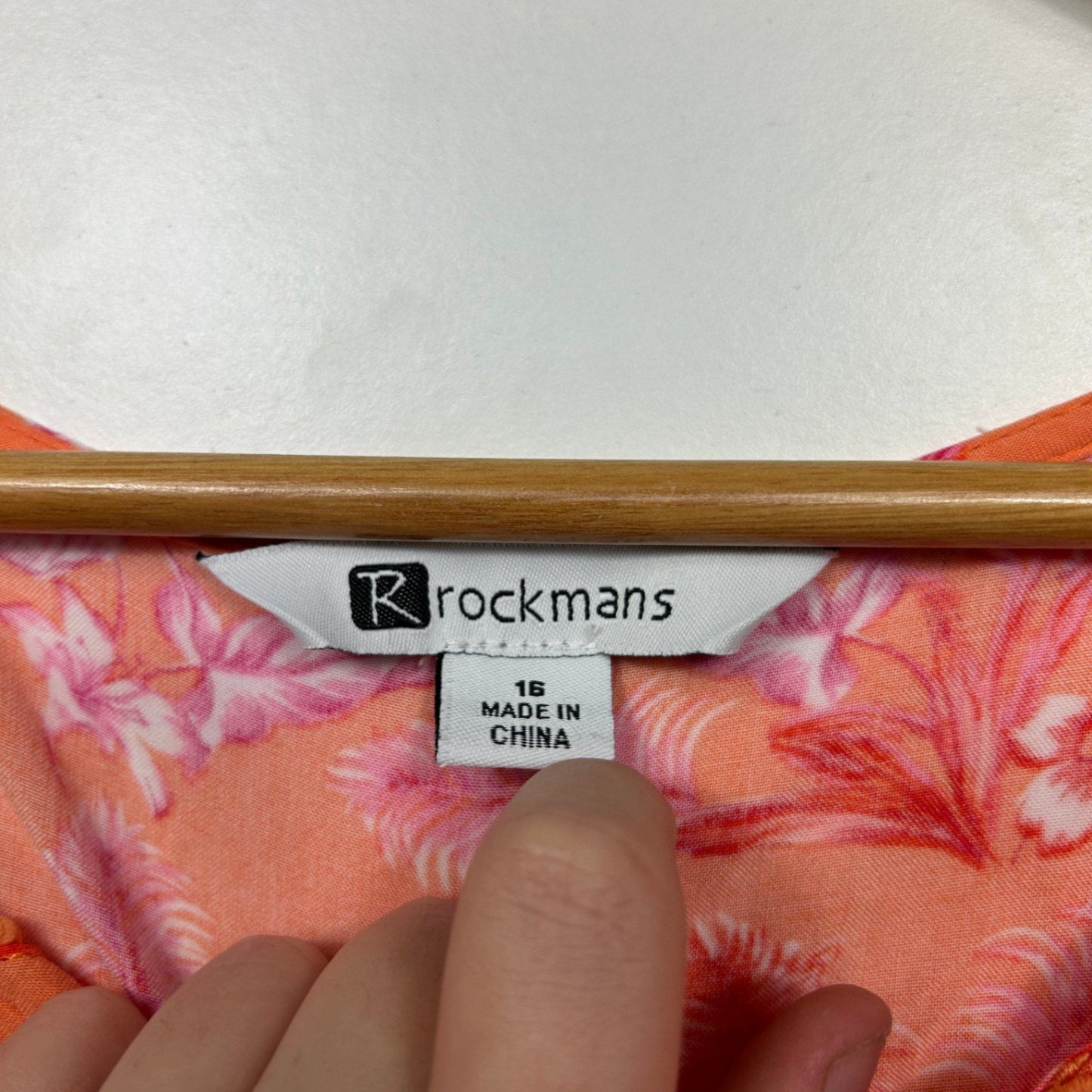 Rockmans Orange Pink Viscose Short Sleeve Floral Top Blouse Size 16