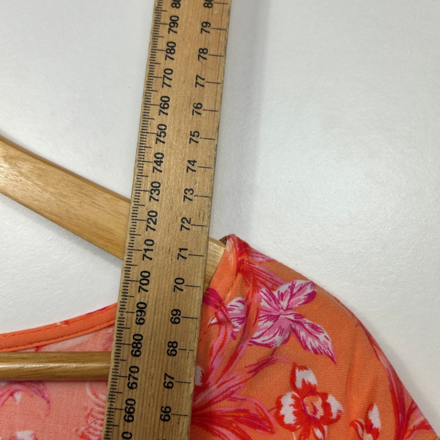 Rockmans Orange Pink Viscose Short Sleeve Floral Top Blouse Size 16