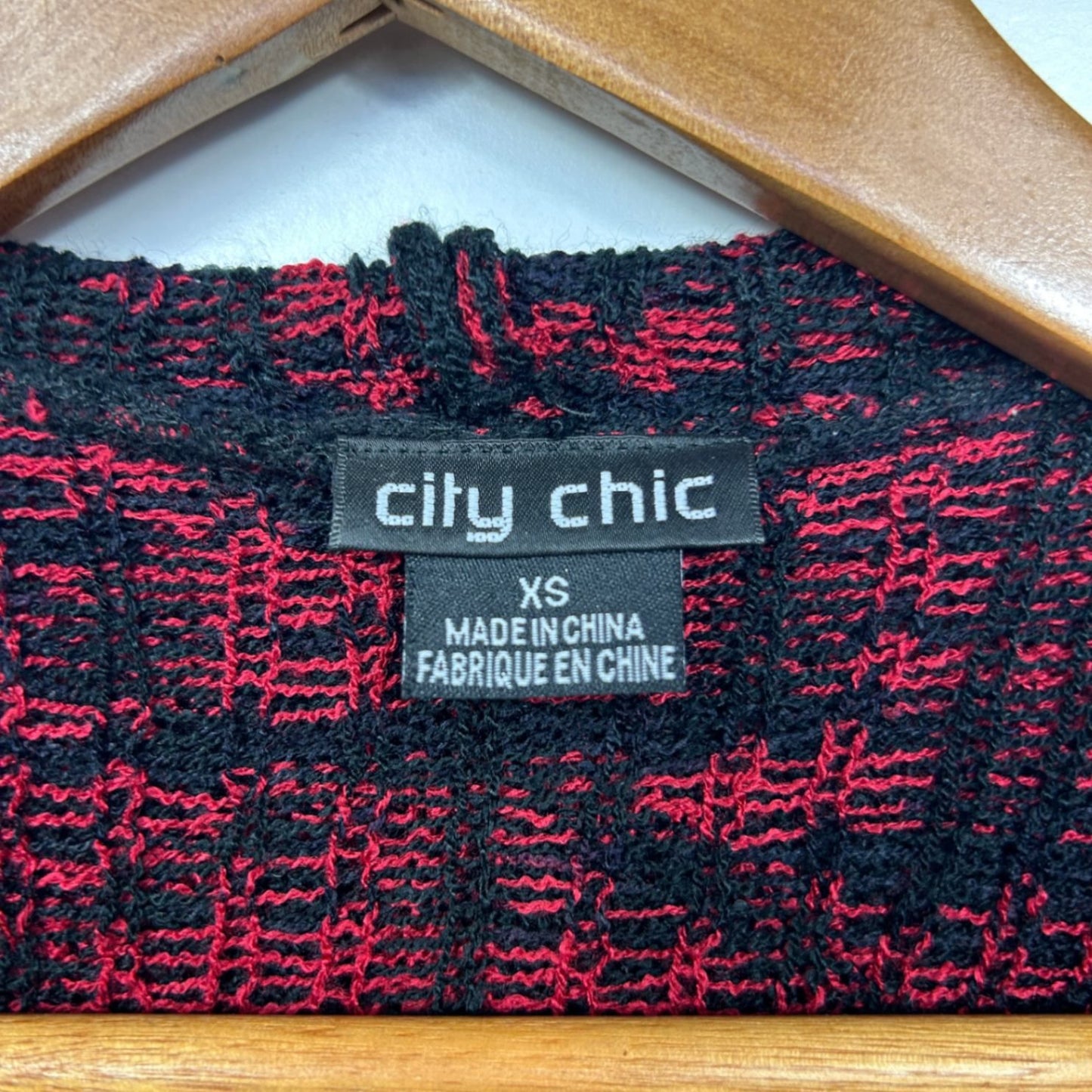City Chic Black Red Hooded Longline Cardigan Jumper Size 14 Plus XS Aztec Print
