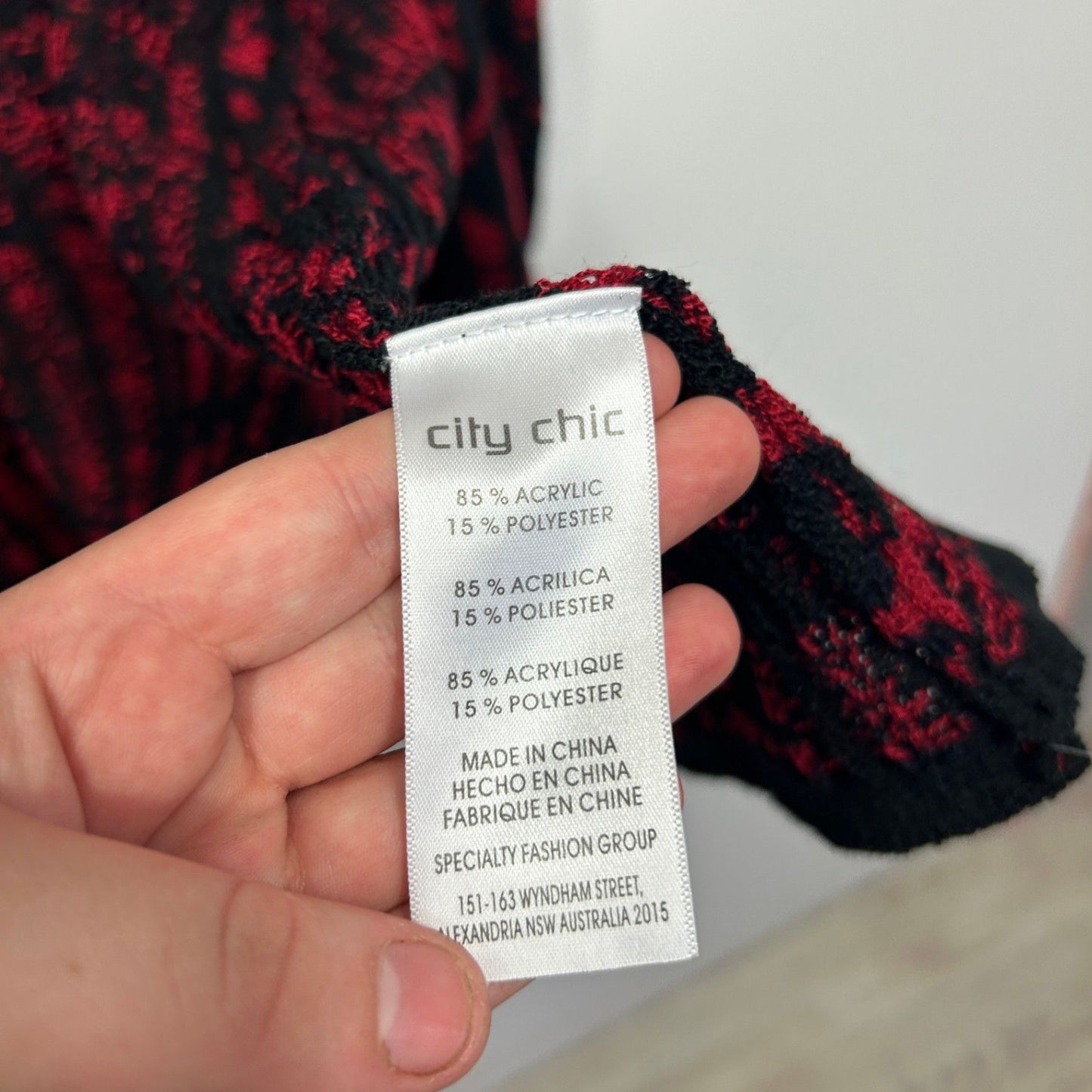 City Chic Black Red Hooded Longline Cardigan Jumper Size 14 Plus XS Aztec Print