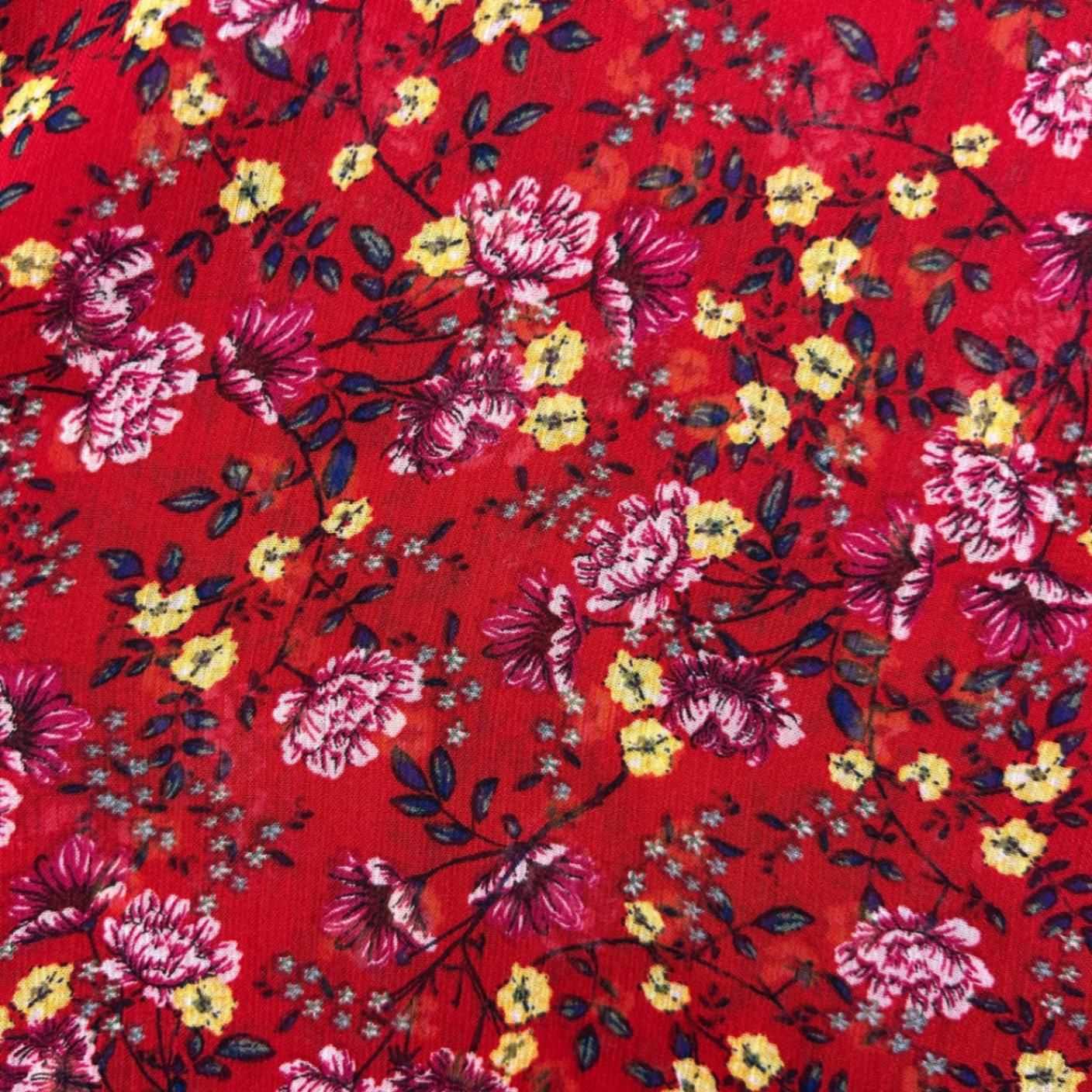 Belle Curve Womens Red Floral Long Sleeve V-Neck Tunic Blouse Size 26