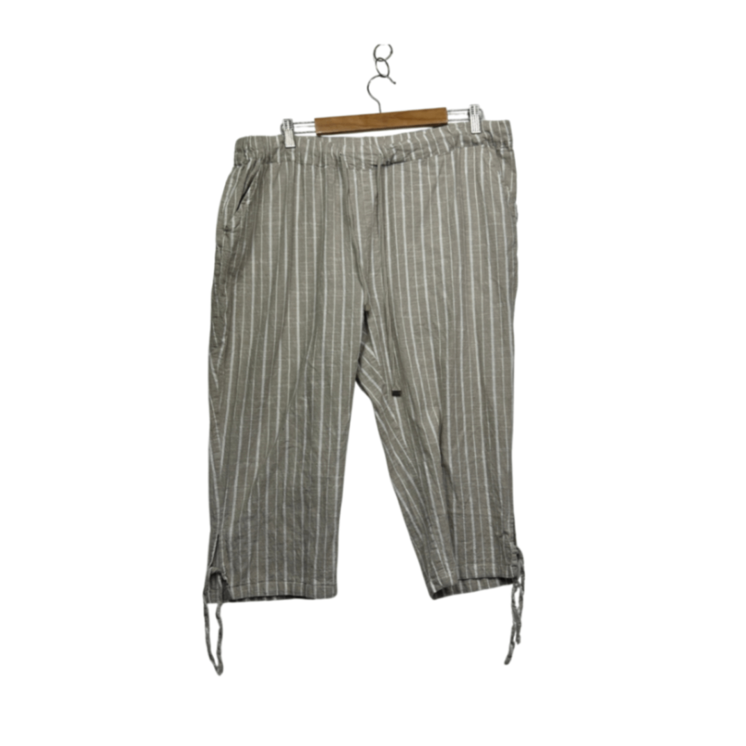 Millers Linen Blend Beige White Striped Cropped Pants Size 20