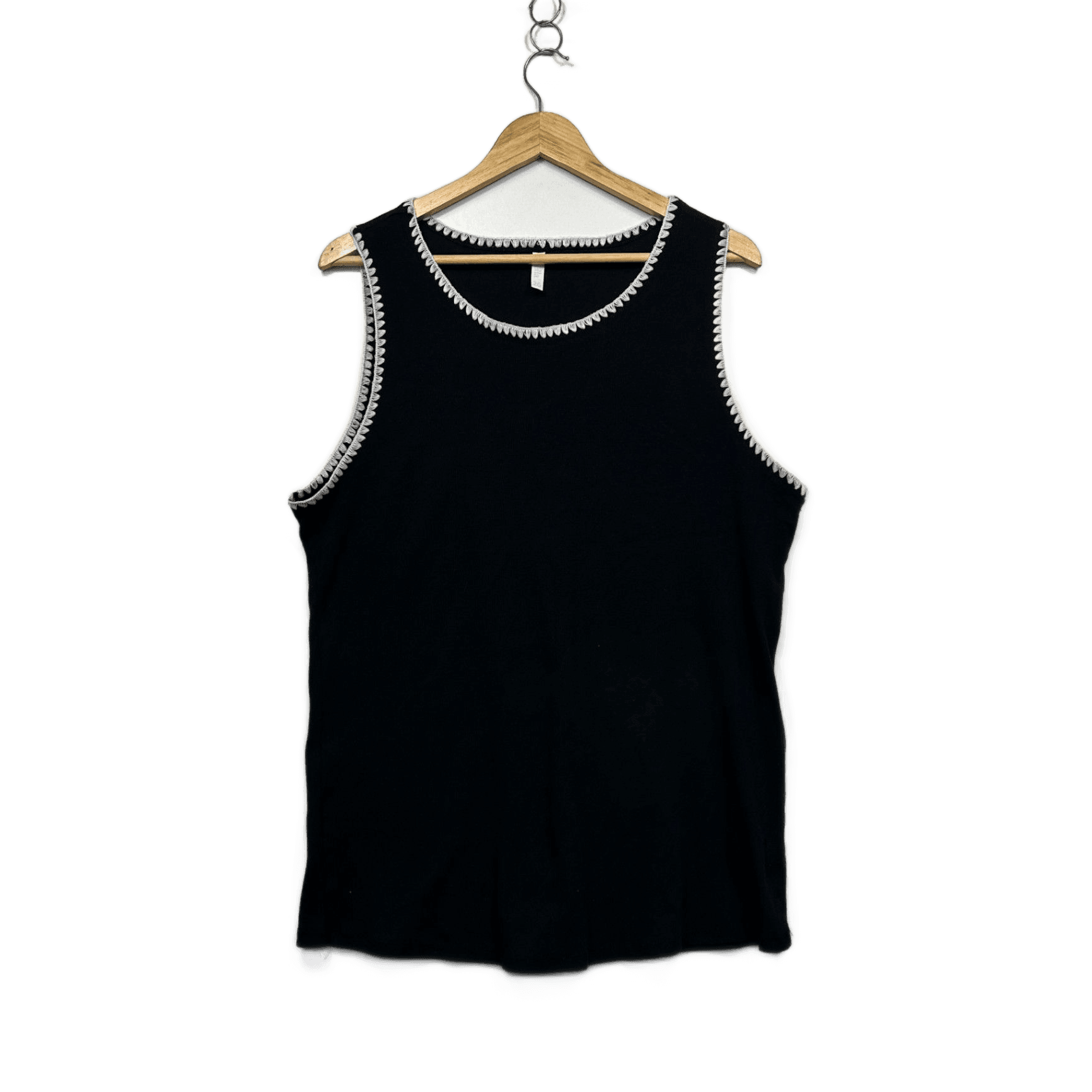 Avella  Black Cotton Blend Sleeveless Round Neck Tank Top Size 26