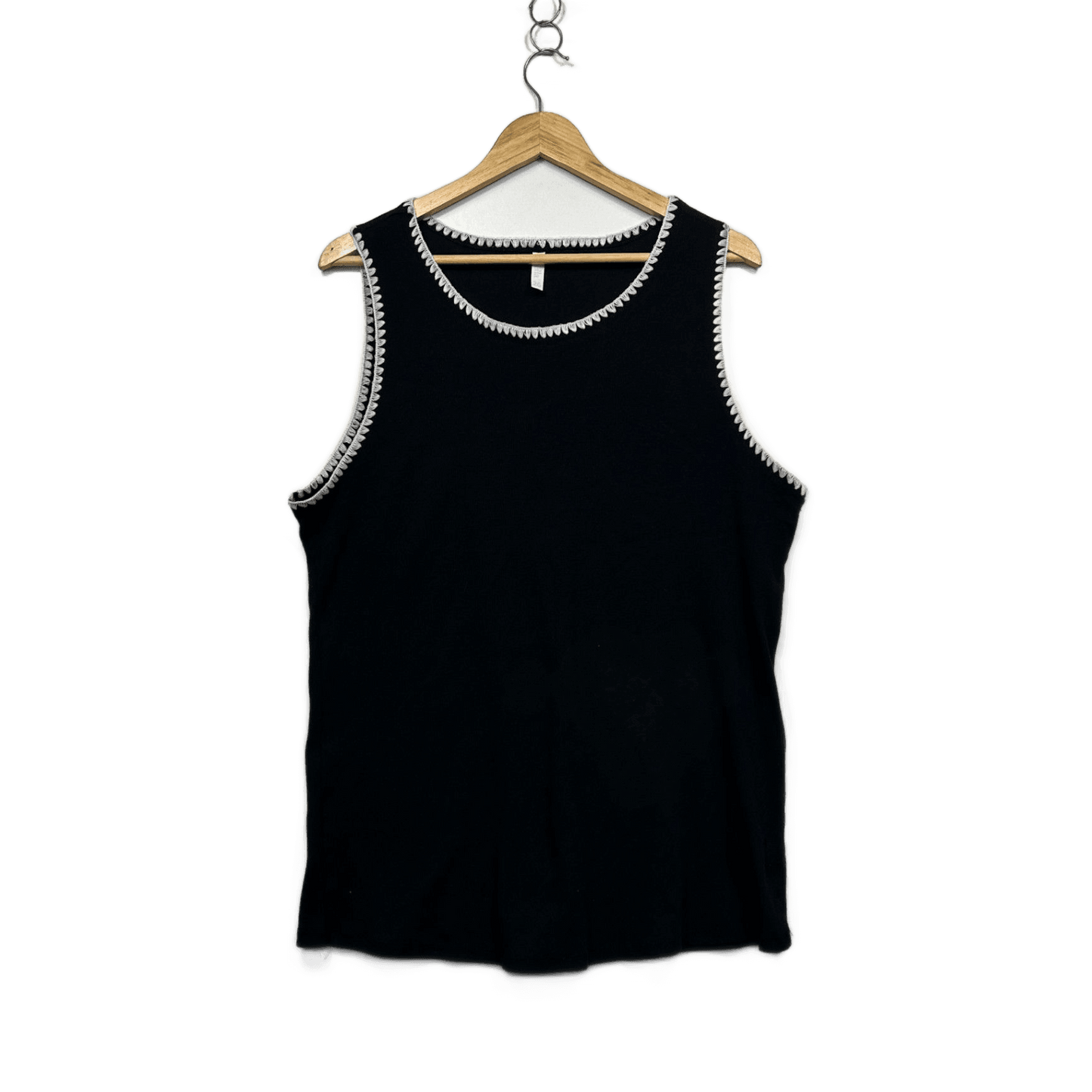 Avella  Black Cotton Blend Sleeveless Round Neck Tank Top Size 26