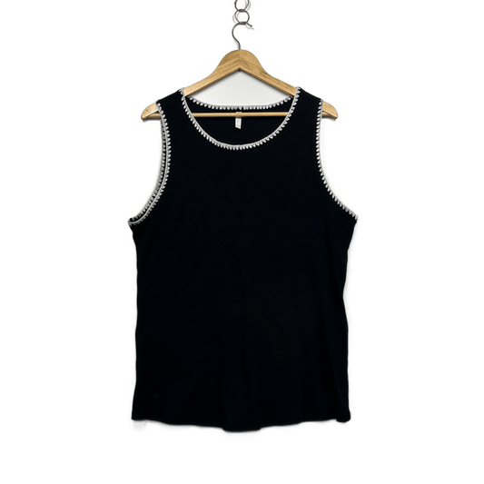 Avella  Black Cotton Blend Sleeveless Round Neck Tank Top Size 26