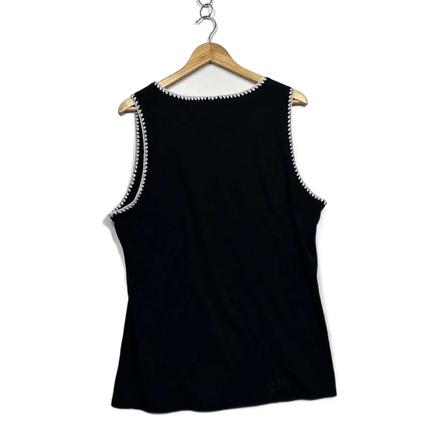 Avella  Black Cotton Blend Sleeveless Round Neck Tank Top Size 26