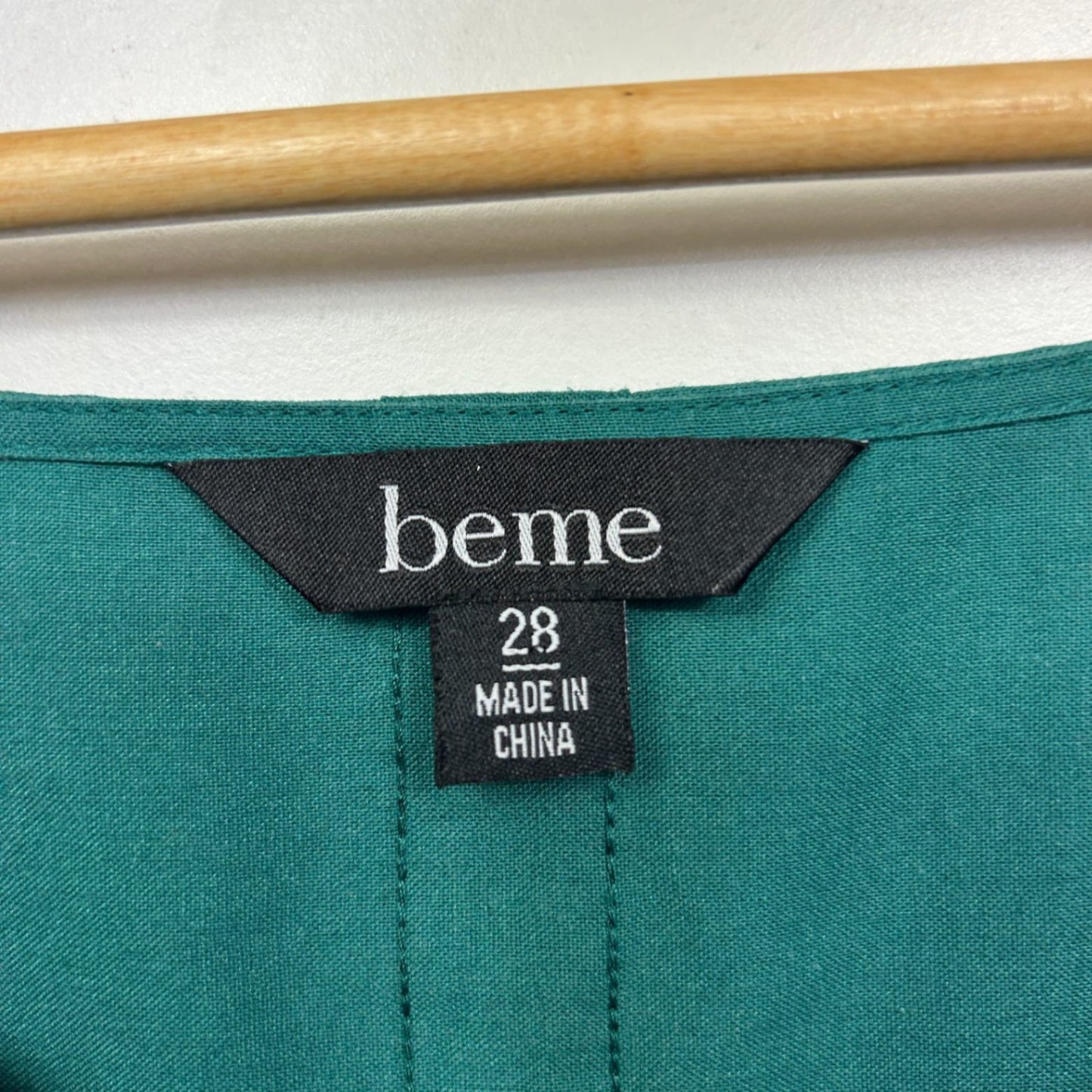 Beme Green Linen Blend 3/4 Sleeve Ruffle Hem Hi Low Top Tunic Size 28