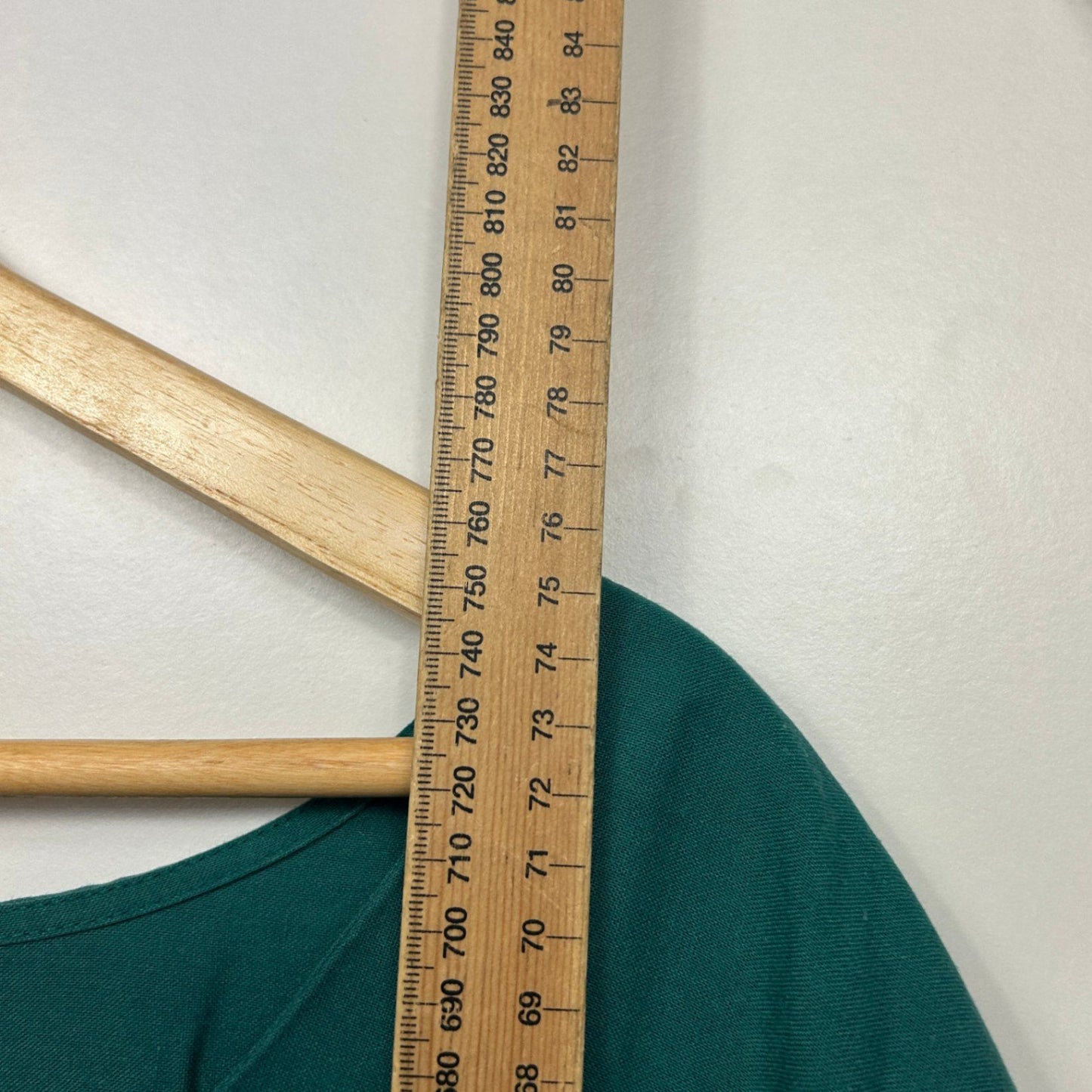 Beme Green Linen Blend 3/4 Sleeve Ruffle Hem Hi Low Top Tunic Size 28