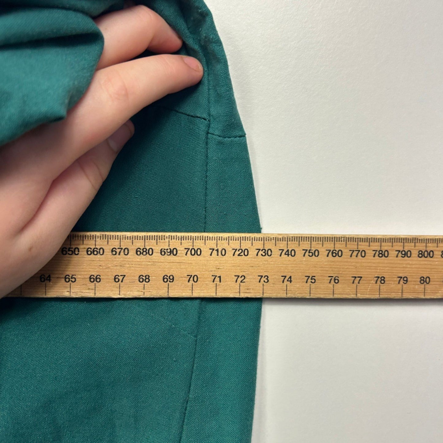 Beme Green Linen Blend 3/4 Sleeve Ruffle Hem Hi Low Top Tunic Size 28