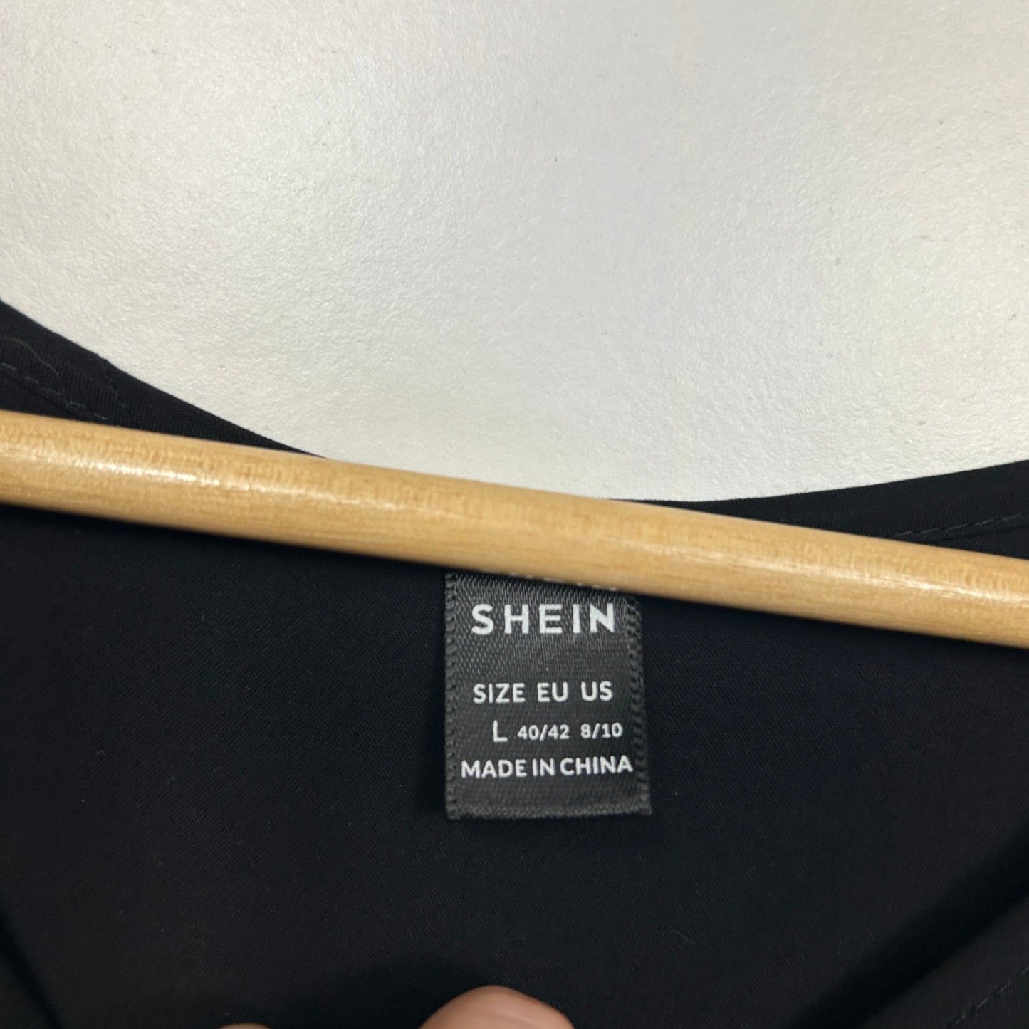 SHEIN Embroidered Boho Black Short Sleeve Smock Viscose Dress Size 14