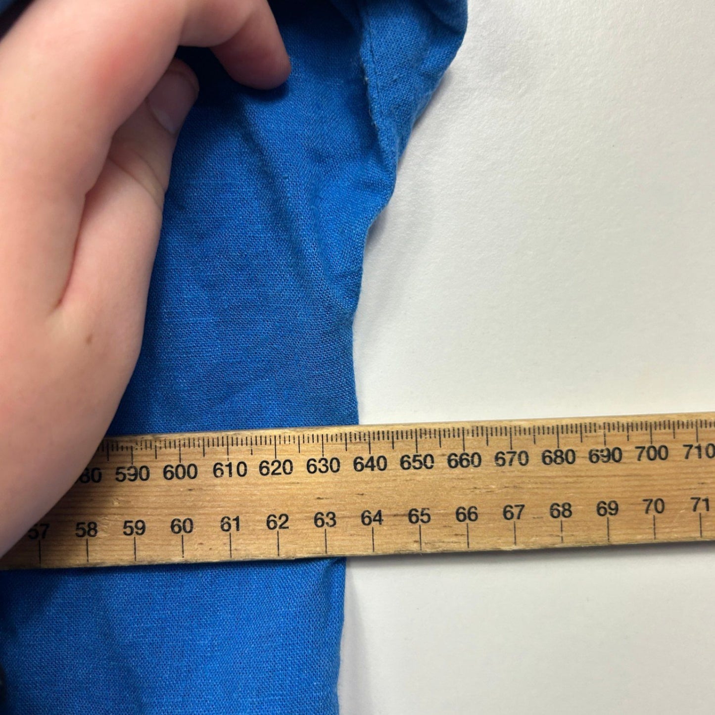 Haven Womens Blue Linen Blend Button Up Roll Tab Sleeve Blouse Top One Size