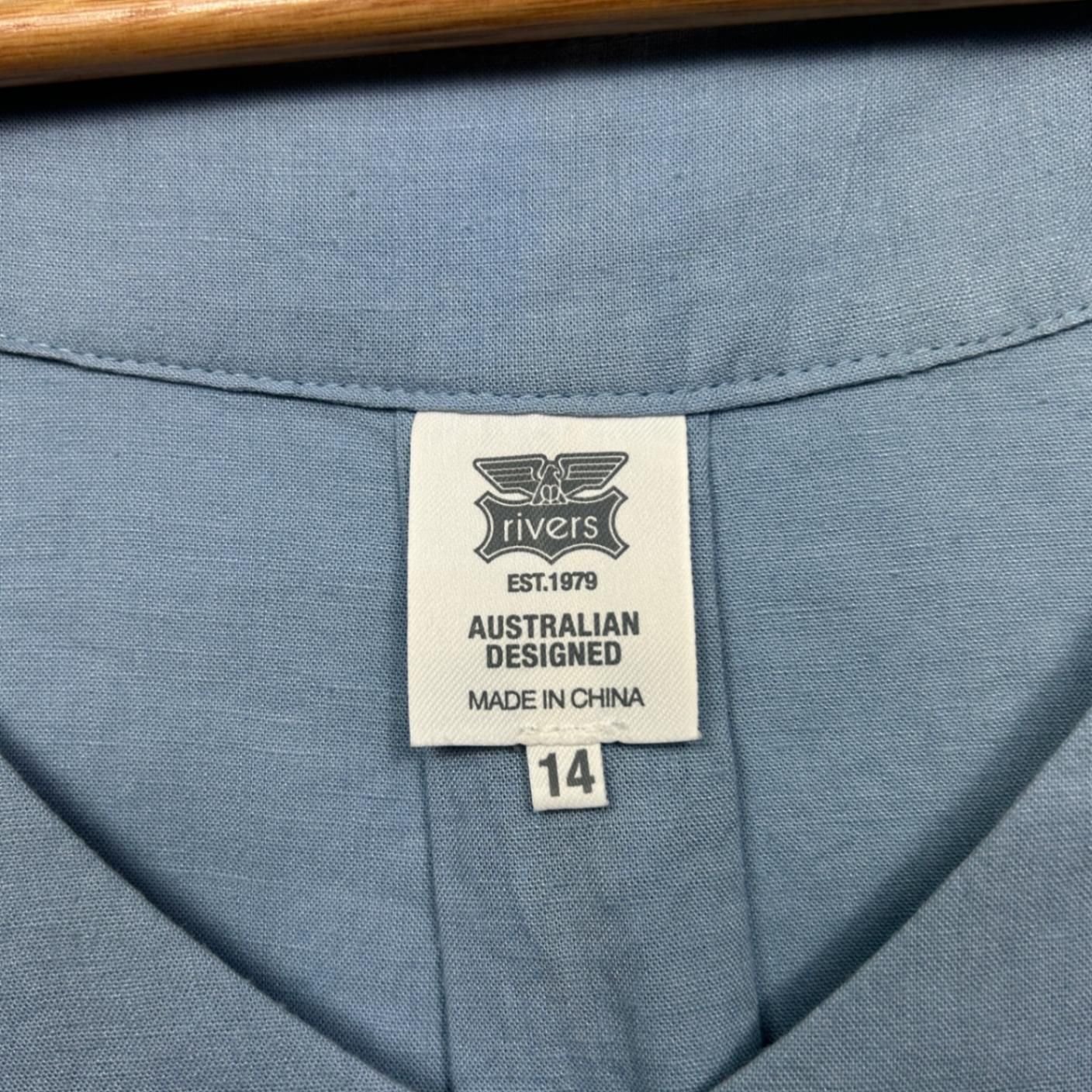 Rivers Women's Blue Sleeveless V-Neck Basic Tank Top Size 14