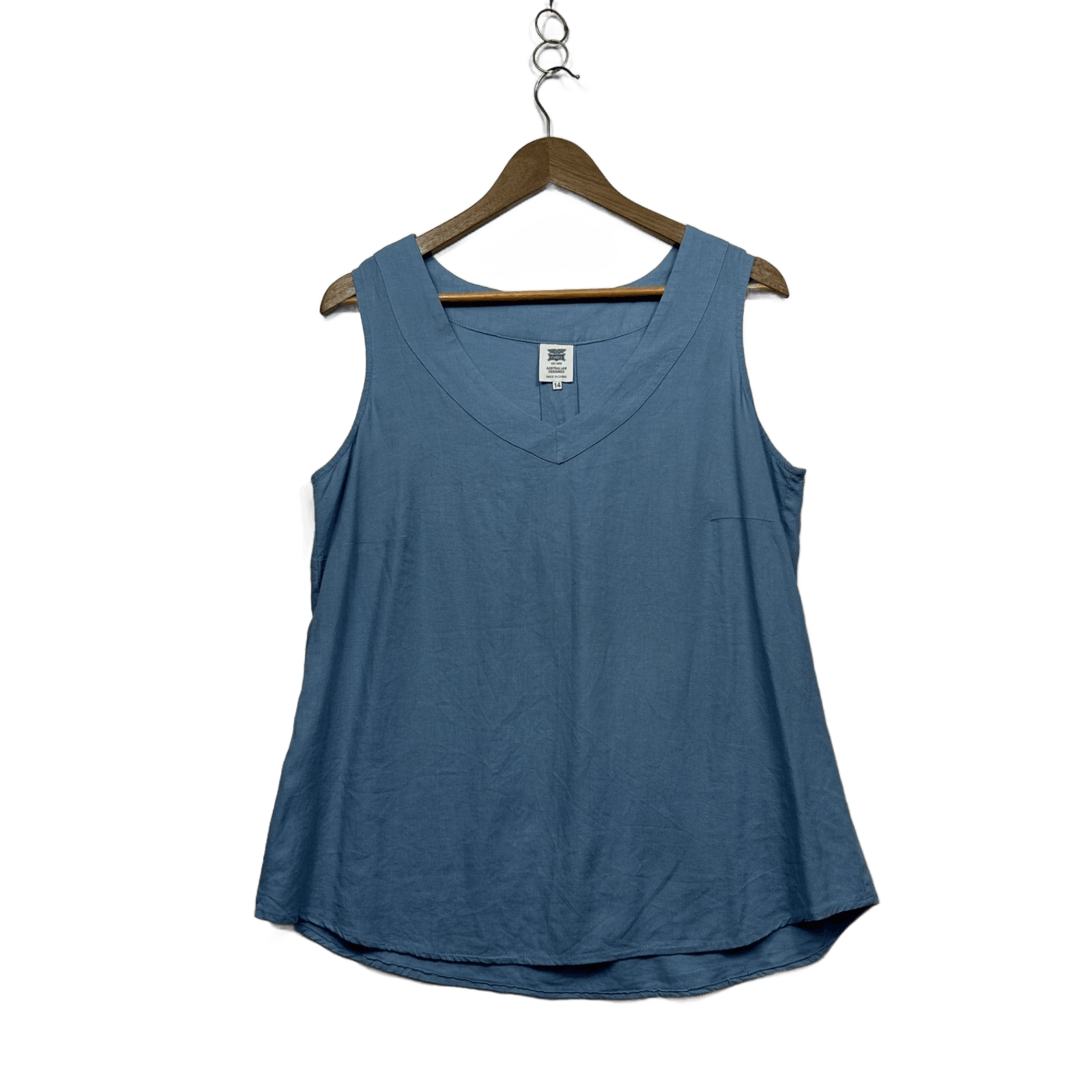 Rivers Women's Blue Sleeveless V-Neck Basic Tank Top Size 14