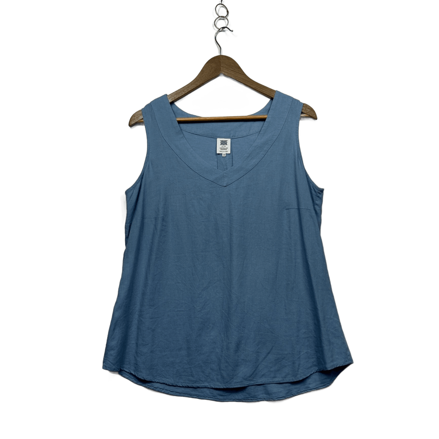 Rivers Women's Blue Sleeveless V-Neck Basic Tank Top Size 14