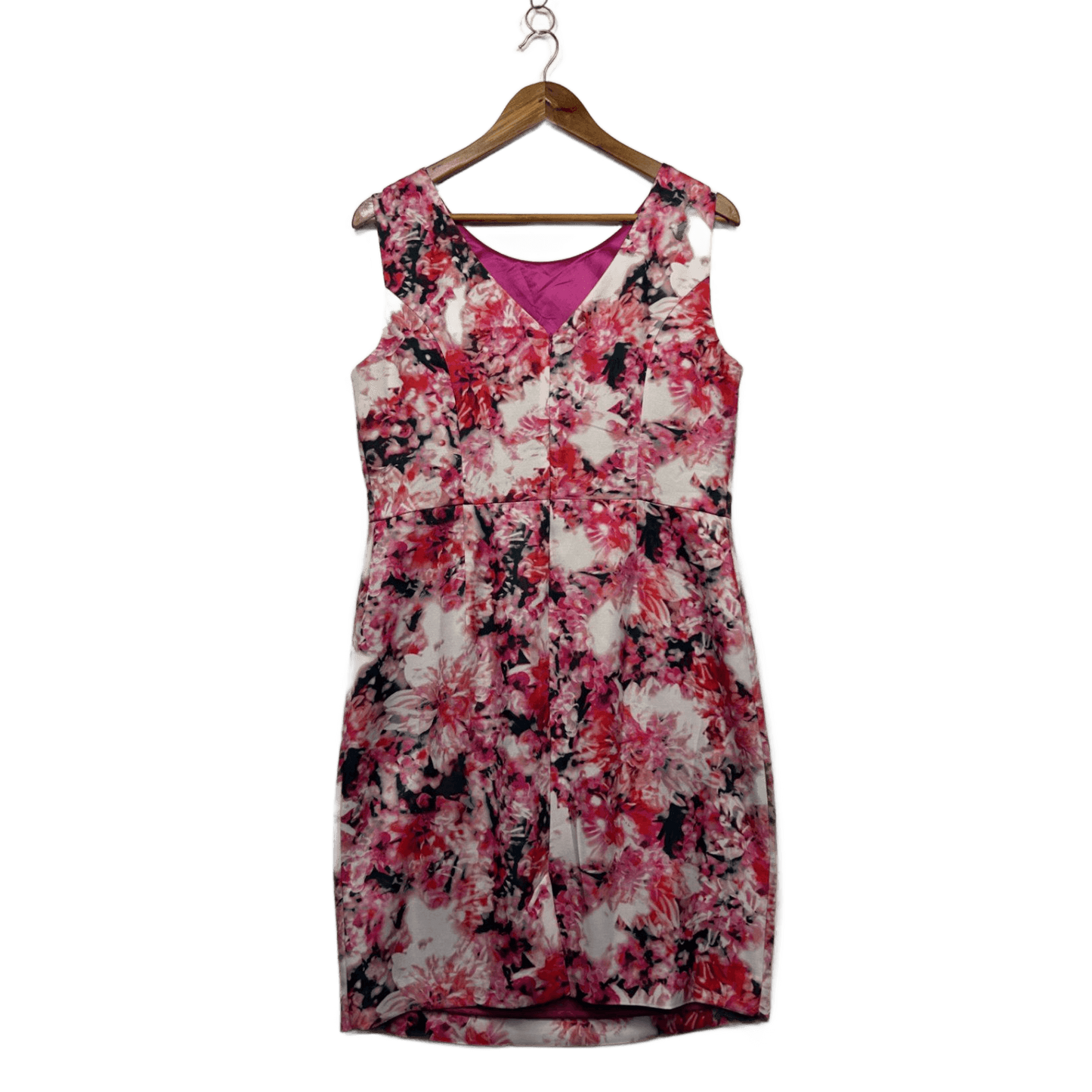 New Grace Hill Pink Sleeveless Pencil Print Floral Cocktail Dress Size 14