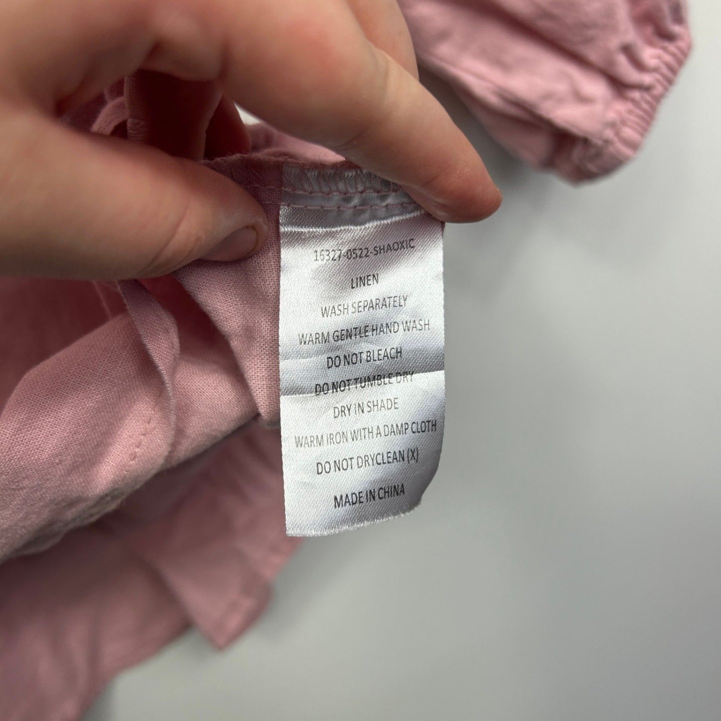 Sass Women's Pink Linen 3/4 Sleeve V-Neck Hi Low Top Blouse Size 16