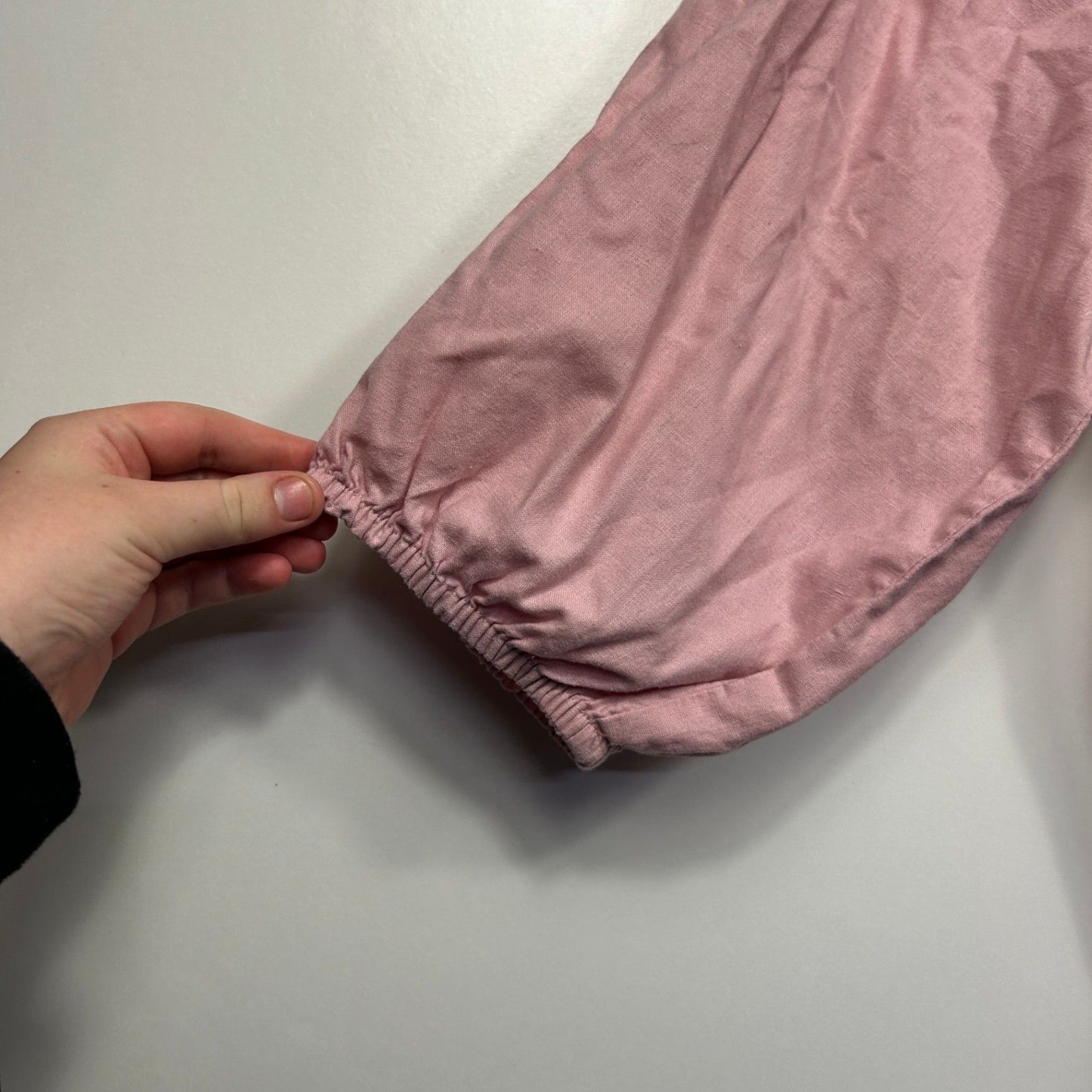 Sass Women's Pink Linen 3/4 Sleeve V-Neck Hi Low Top Blouse Size 16