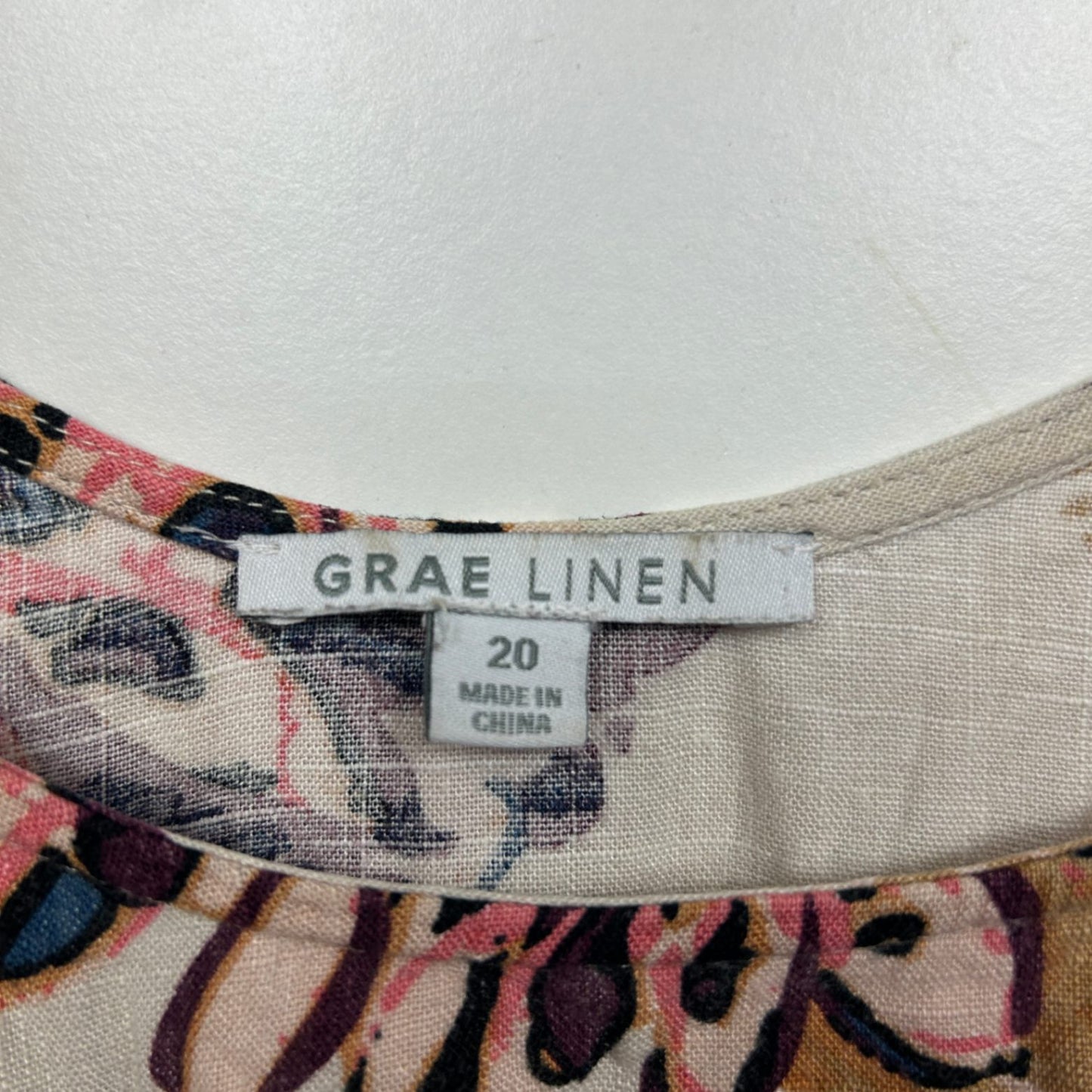 Suzanne Grae Linen Sleeveless Floral Top Blouse Size 20