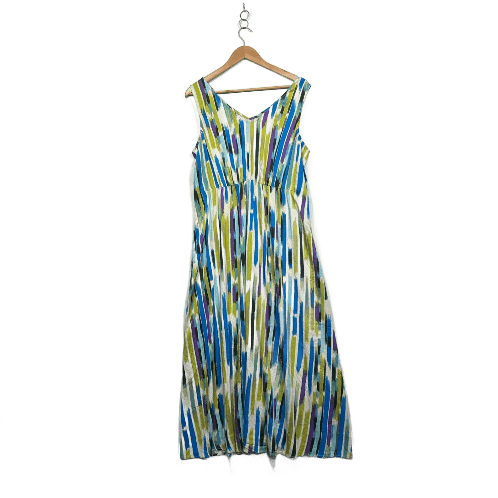 Suzanne Grae Womens Multicoloured Sleeveless Maxi V-Neck Dress Size 14