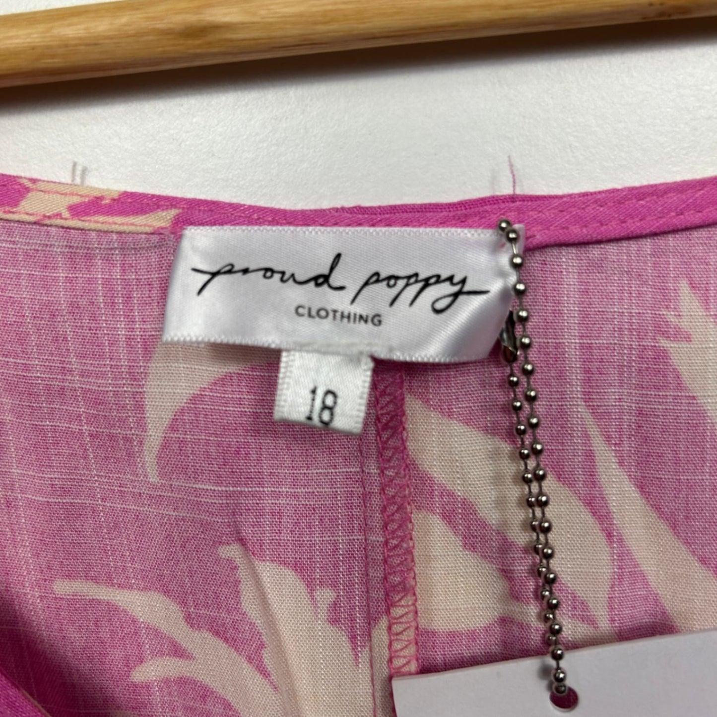 New Proud Poppy Pink Floral 3/4 Sleeve Hi Low Hem Peak Dress Size 18