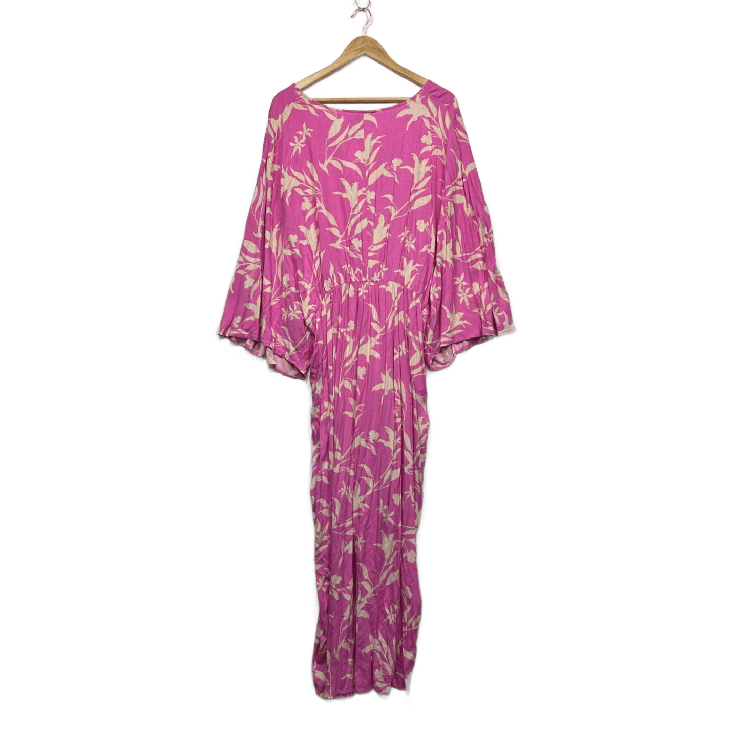 New Proud Poppy Pink Floral 3/4 Sleeve Hi Low Hem Peak Dress Size 18