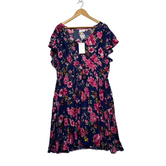Proud Poppy Multicoloured Floral Short Sleeve Midi Dress Size XL