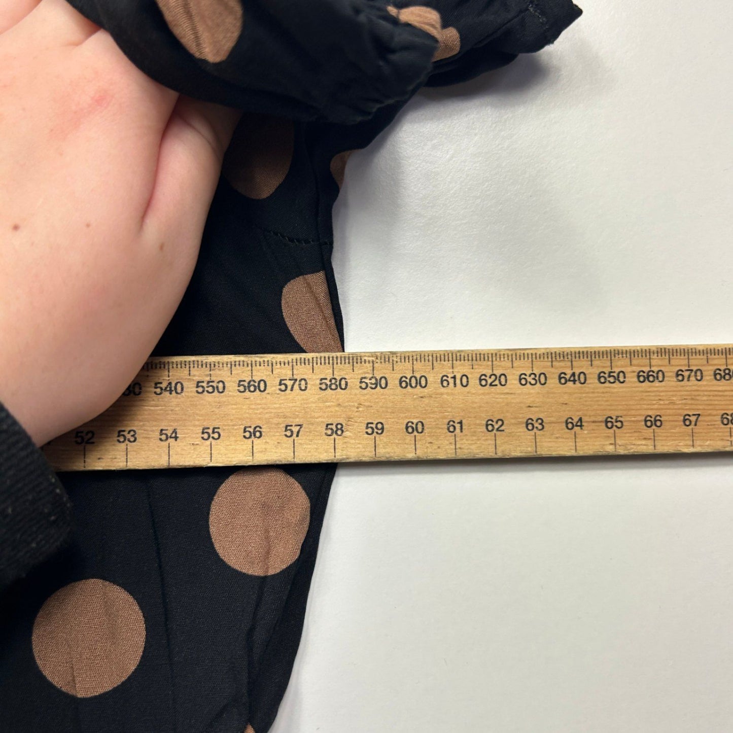 Proud Poppy Black Beige Short Sleeve Polka Dot Maxi Dress Size 16