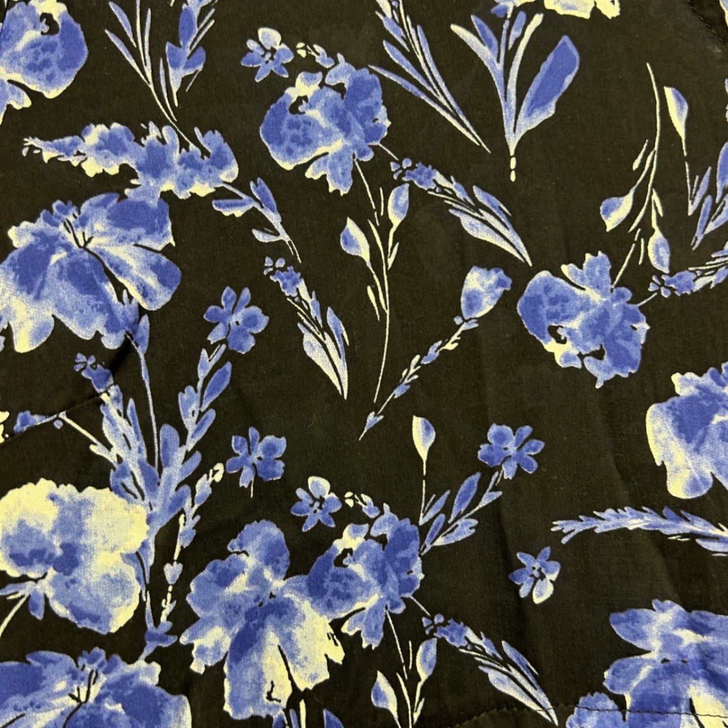 Proud Poppy Black Blue Long Sleeve Floral Boho Rayon Maxi Dress Size 16