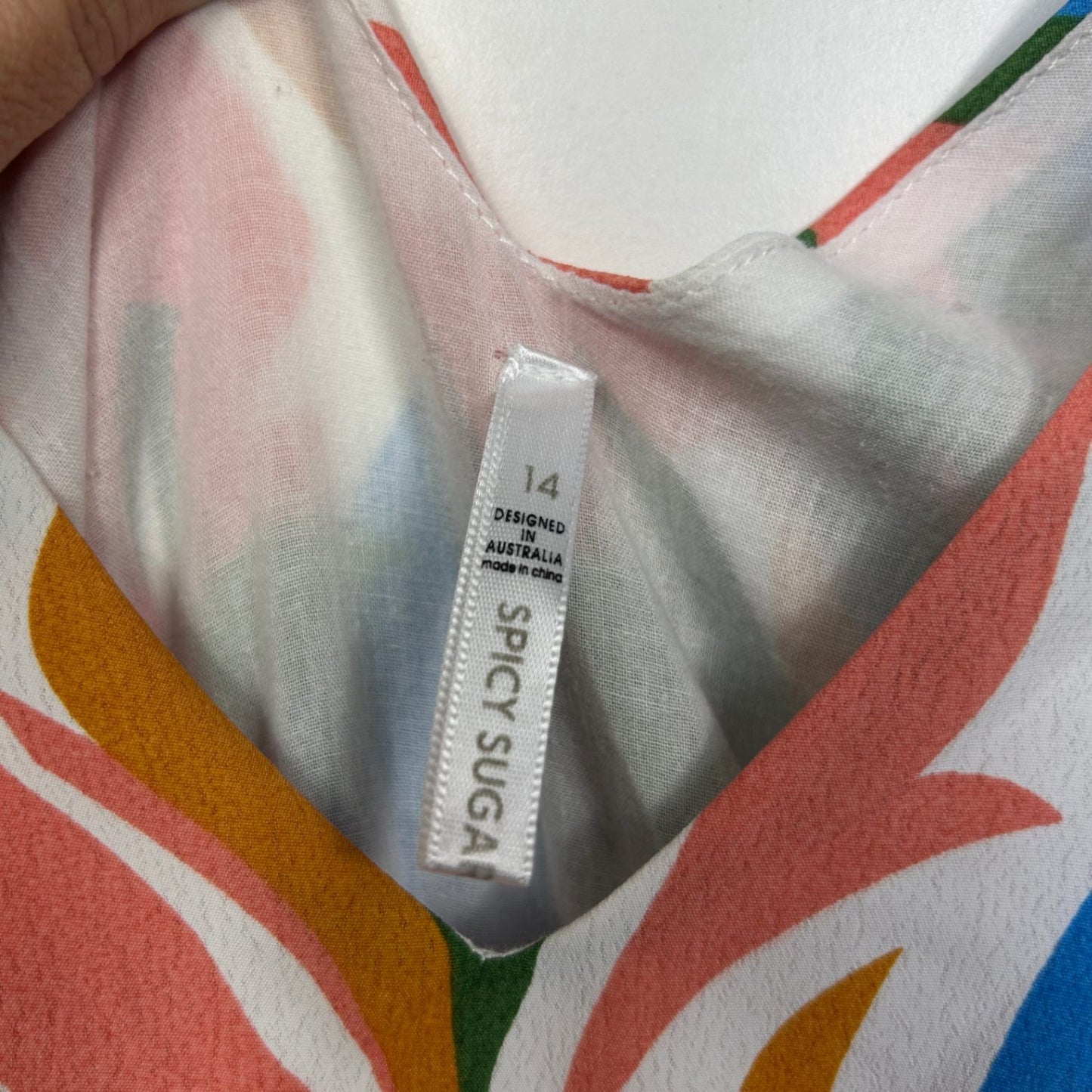 Spicy Sugar Multicoloured Short Sleeve Maxi V Neck Boho Dress Size 14