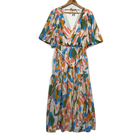 Spicy Sugar Multicoloured Short Sleeve Maxi V Neck Boho Dress Size 14