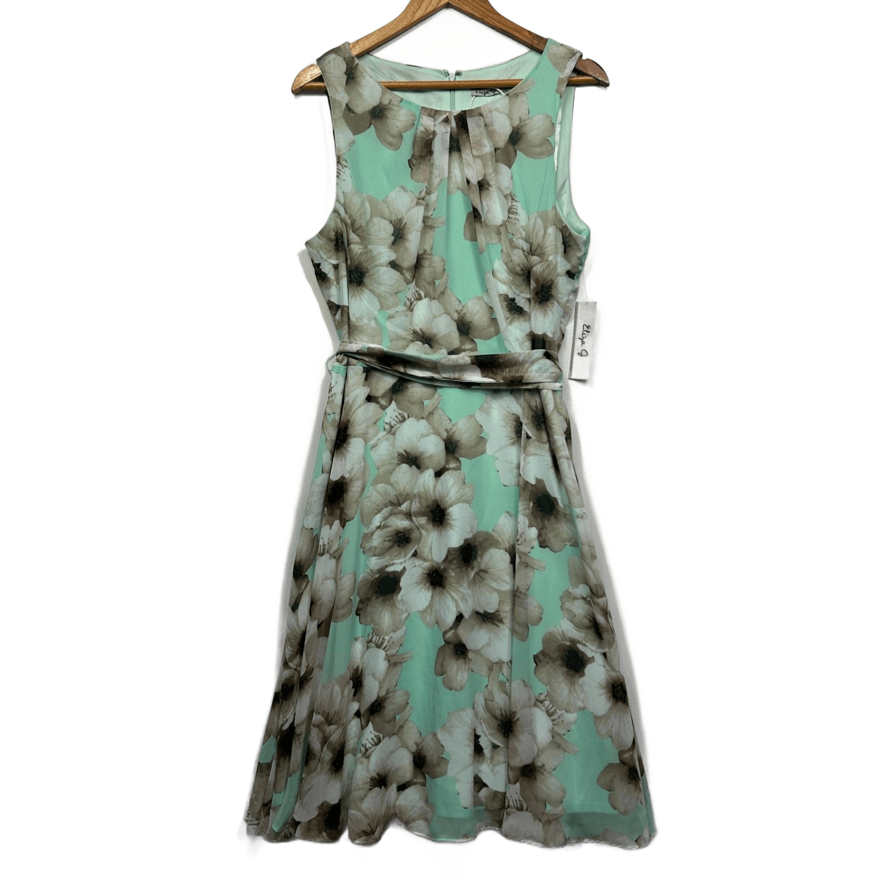 New Eliza J Mint Green Sleeveless Floral Fit and Flare Dress Size 16/18