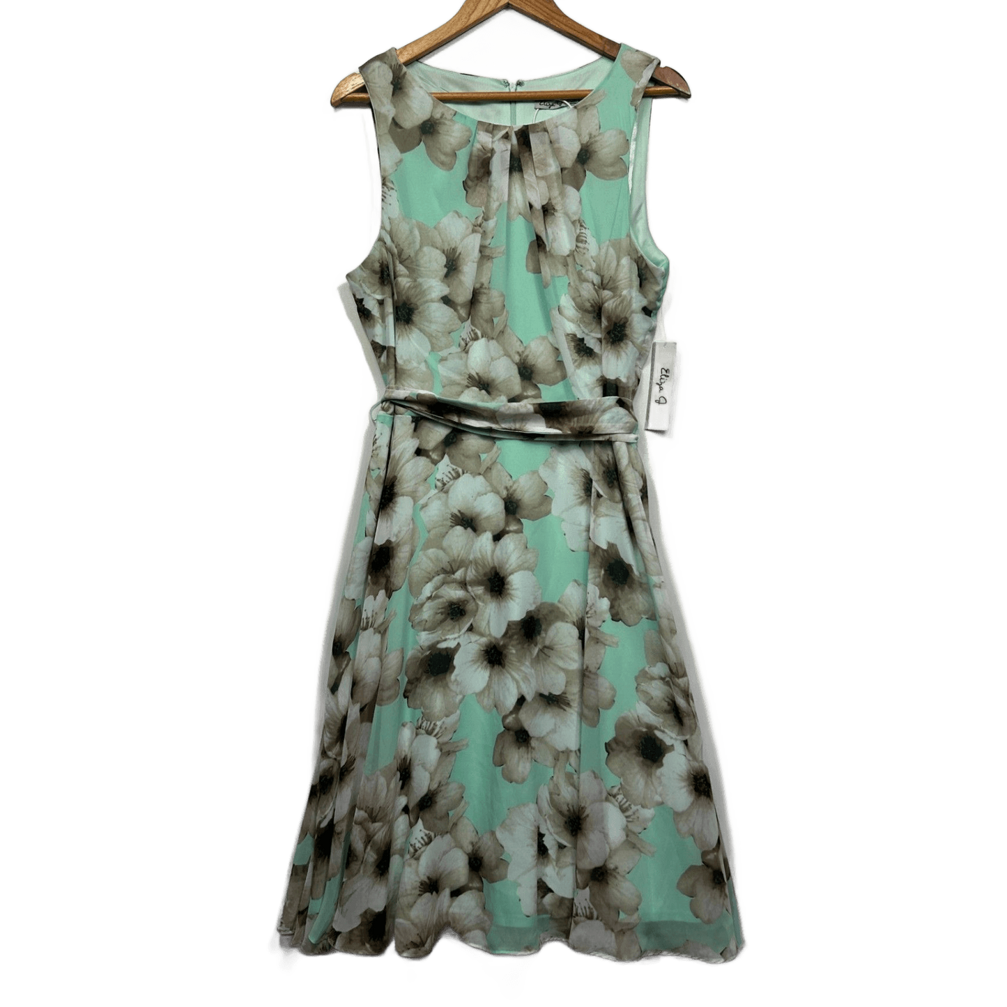 New Eliza J Mint Green Sleeveless Floral Fit and Flare Dress Size 16/18