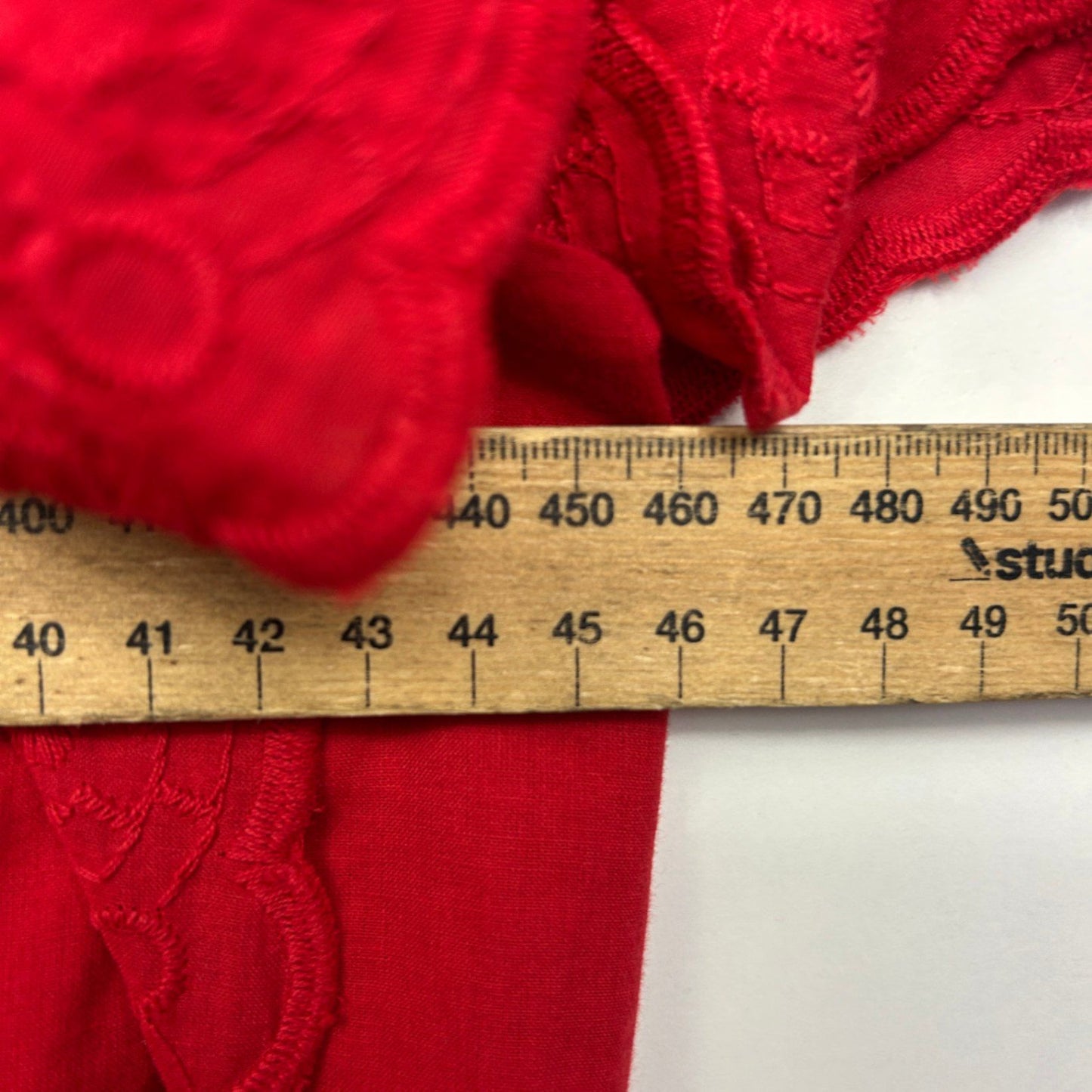 Emerge Short Sleeve Red Broderie Maxi Dress Size 12