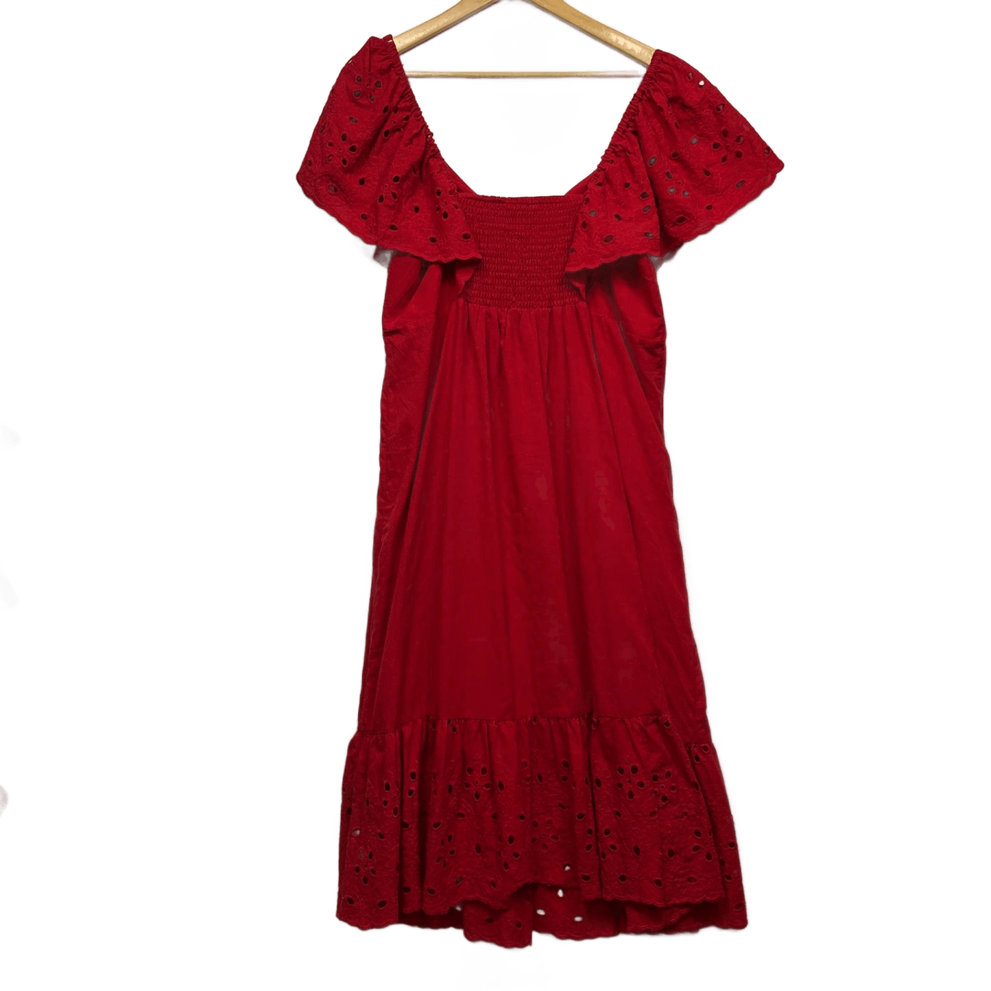 Emerge Short Sleeve Red Broderie Maxi Dress Size 12