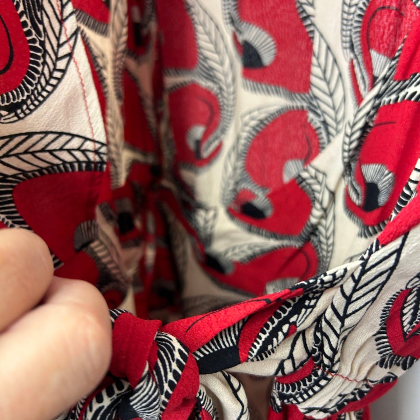 Totem Womens Red Cream Black Long Sleeve Wrap Dress Size 5 (14-16)