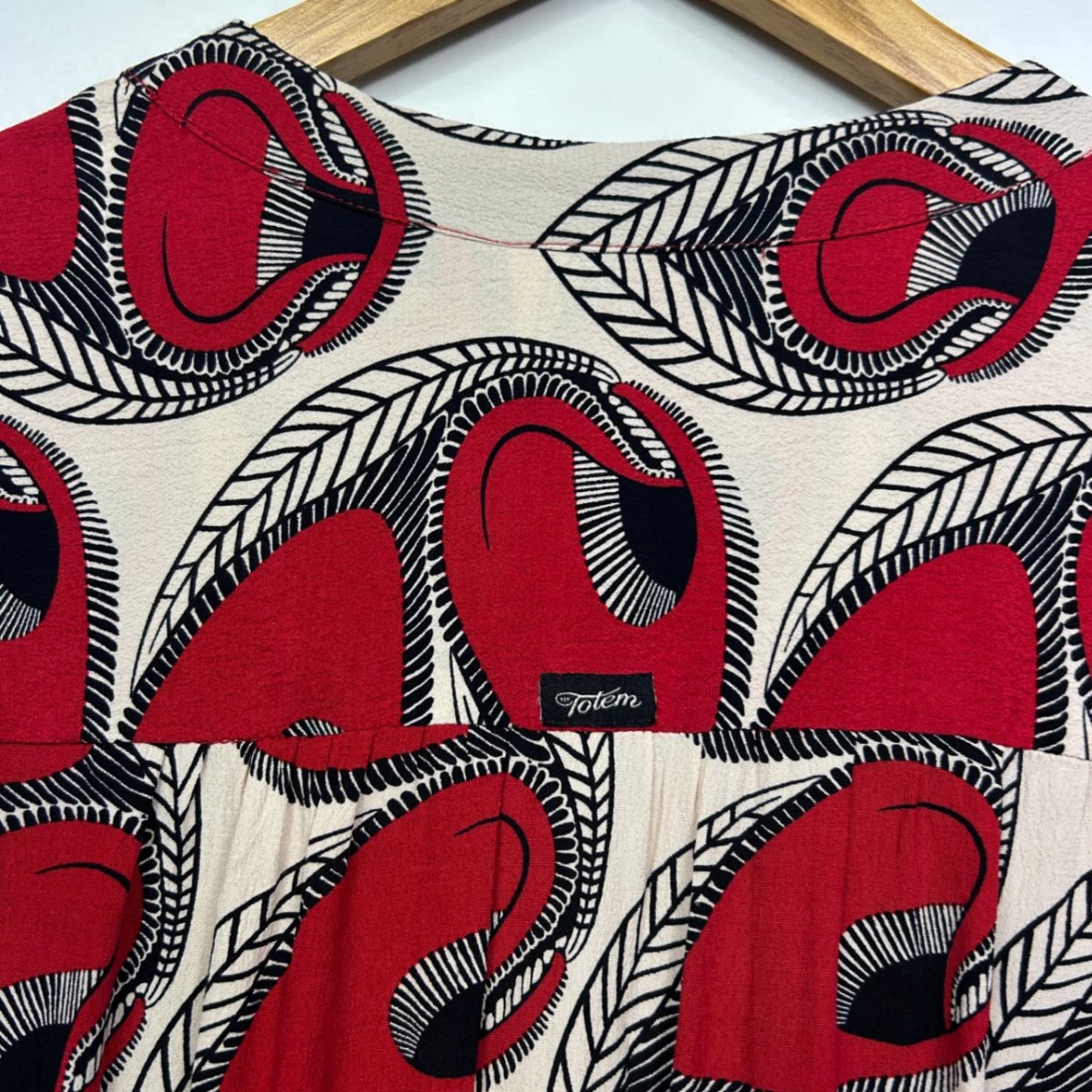 Totem Womens Red Cream Black Long Sleeve Wrap Dress Size 5 (14-16)