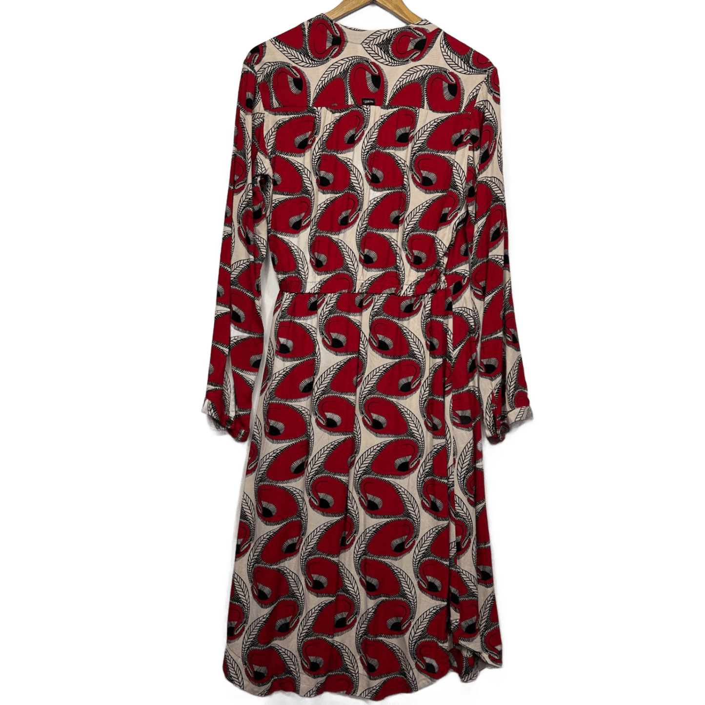 Totem Womens Red Cream Black Long Sleeve Wrap Dress Size 5 (14-16)