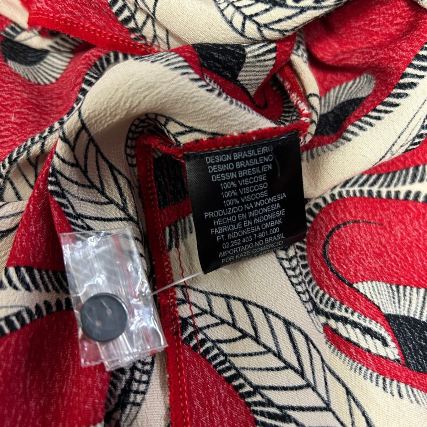 Totem Womens Red Cream Black Long Sleeve Wrap Dress Size 5 (14-16)