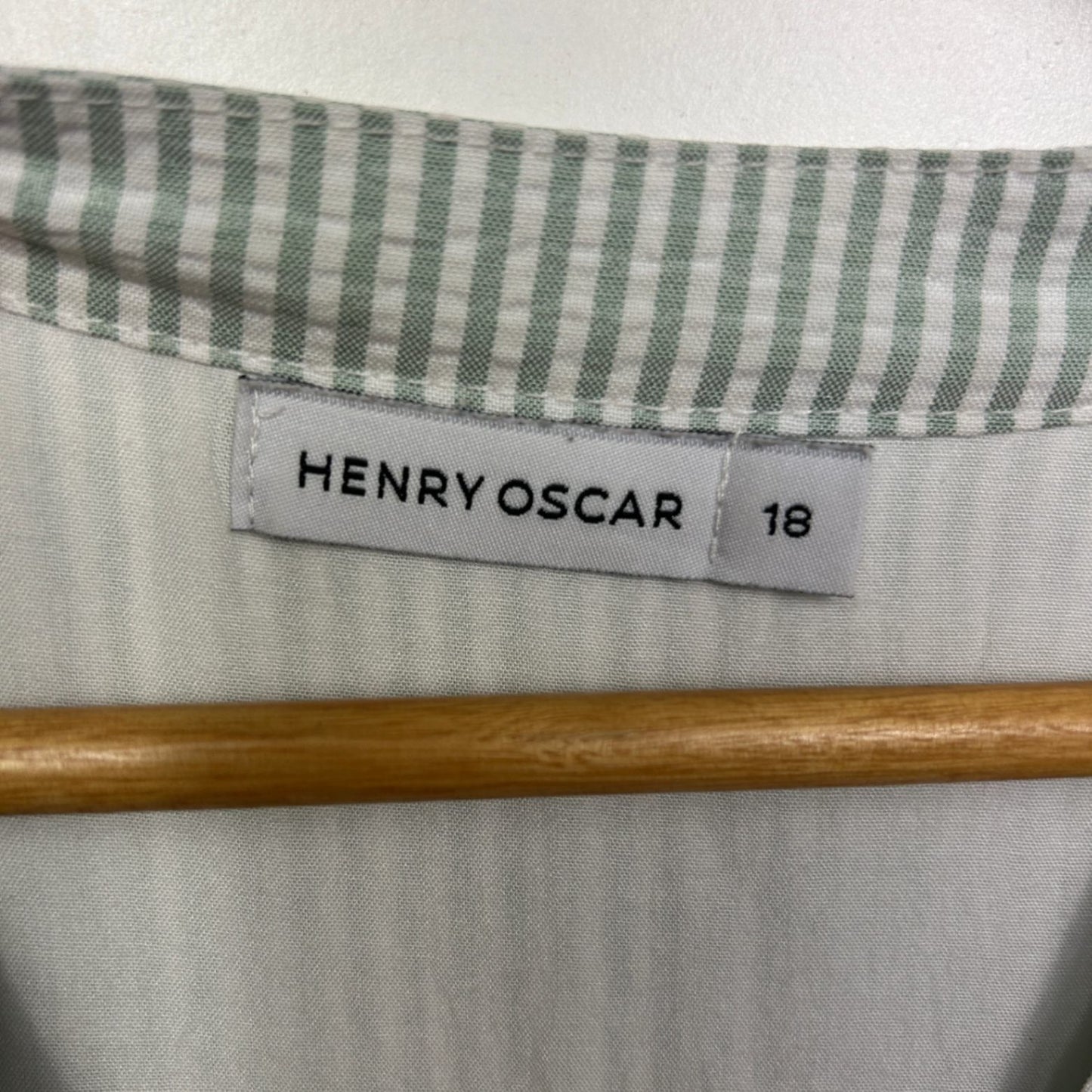 Henry Oscar Striped Green White Smock Shirt Dress Size 18