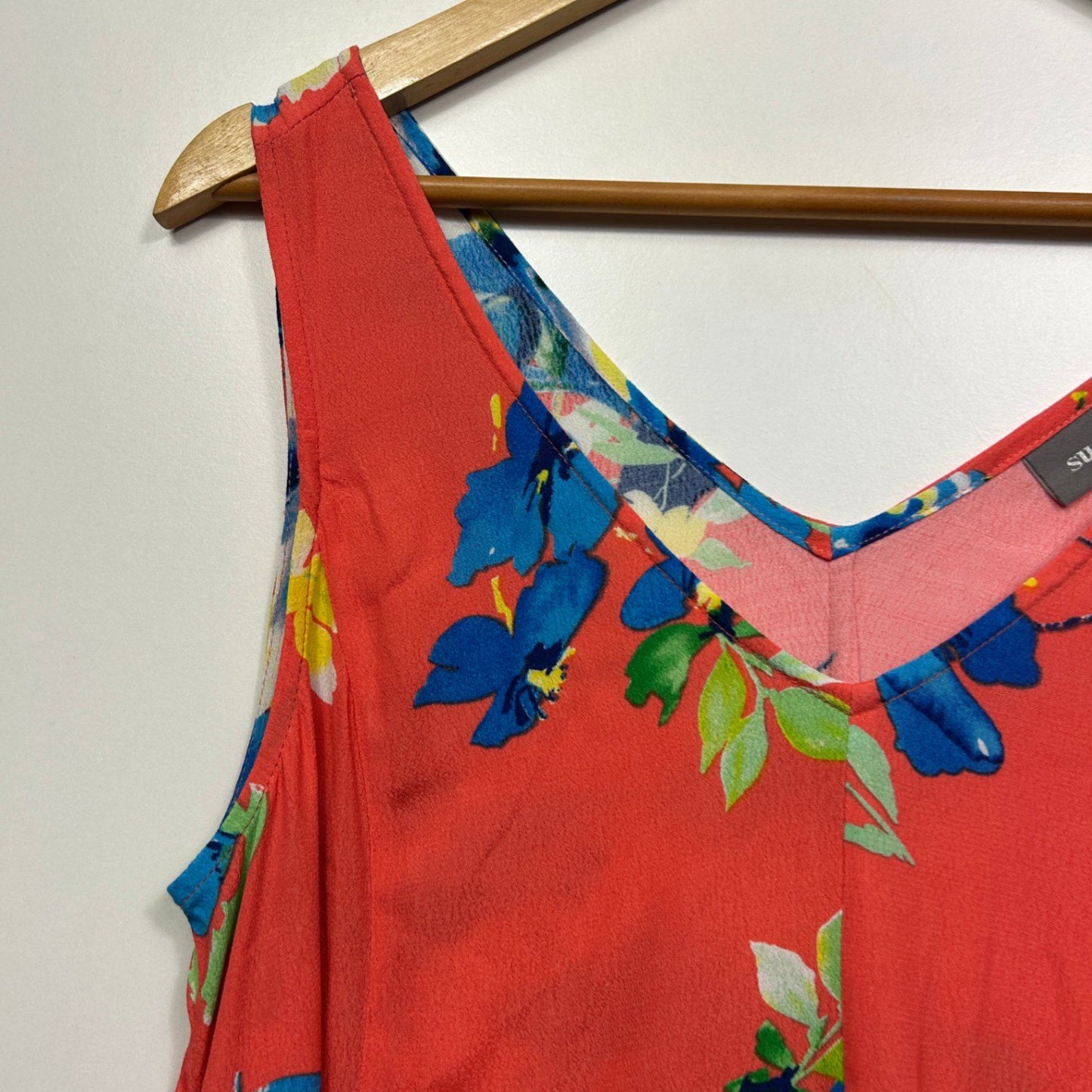 Sussan Sleeveless Floral Viscose Shift V-Neck A-line Dress Size 12