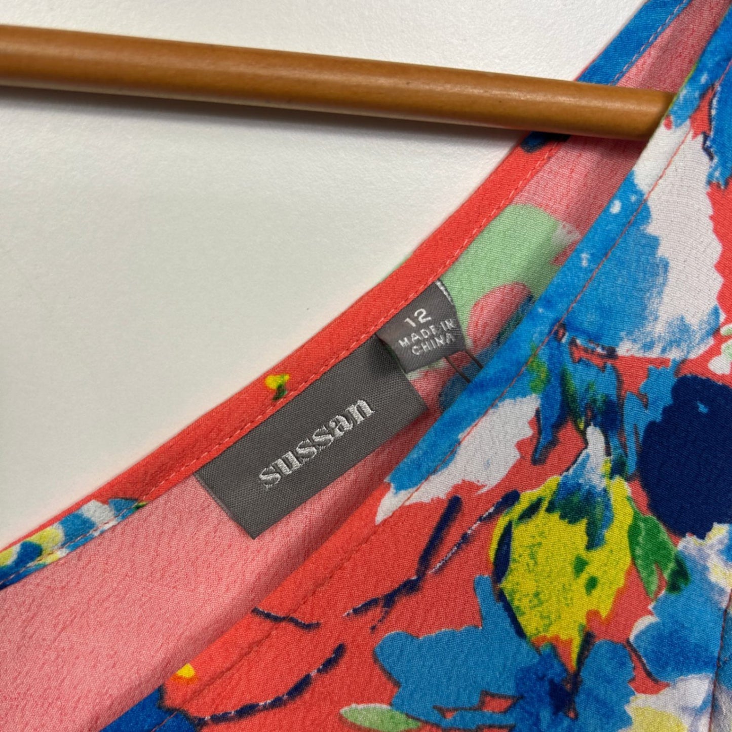 Sussan Sleeveless Floral Viscose Shift V-Neck A-line Dress Size 12